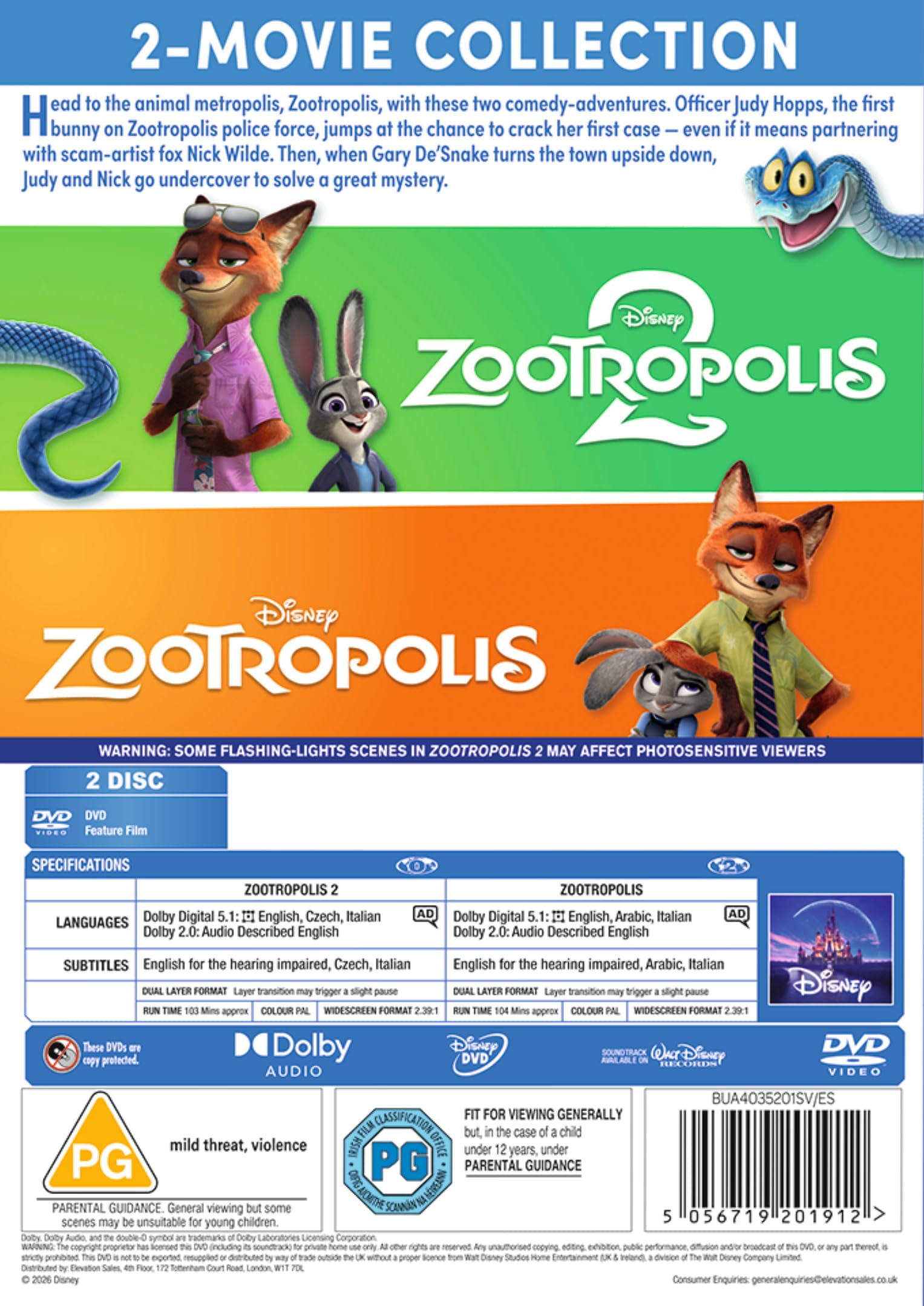 Disney's Zootropolis Double Pack DVD