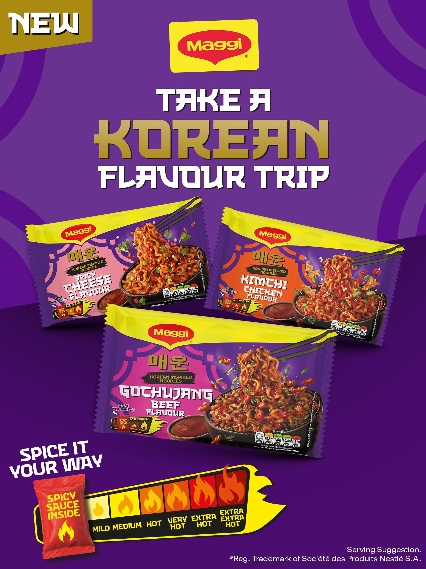 MAGGI Korean Inspired Noodles Spicy Cheese Flavour - 130g 5