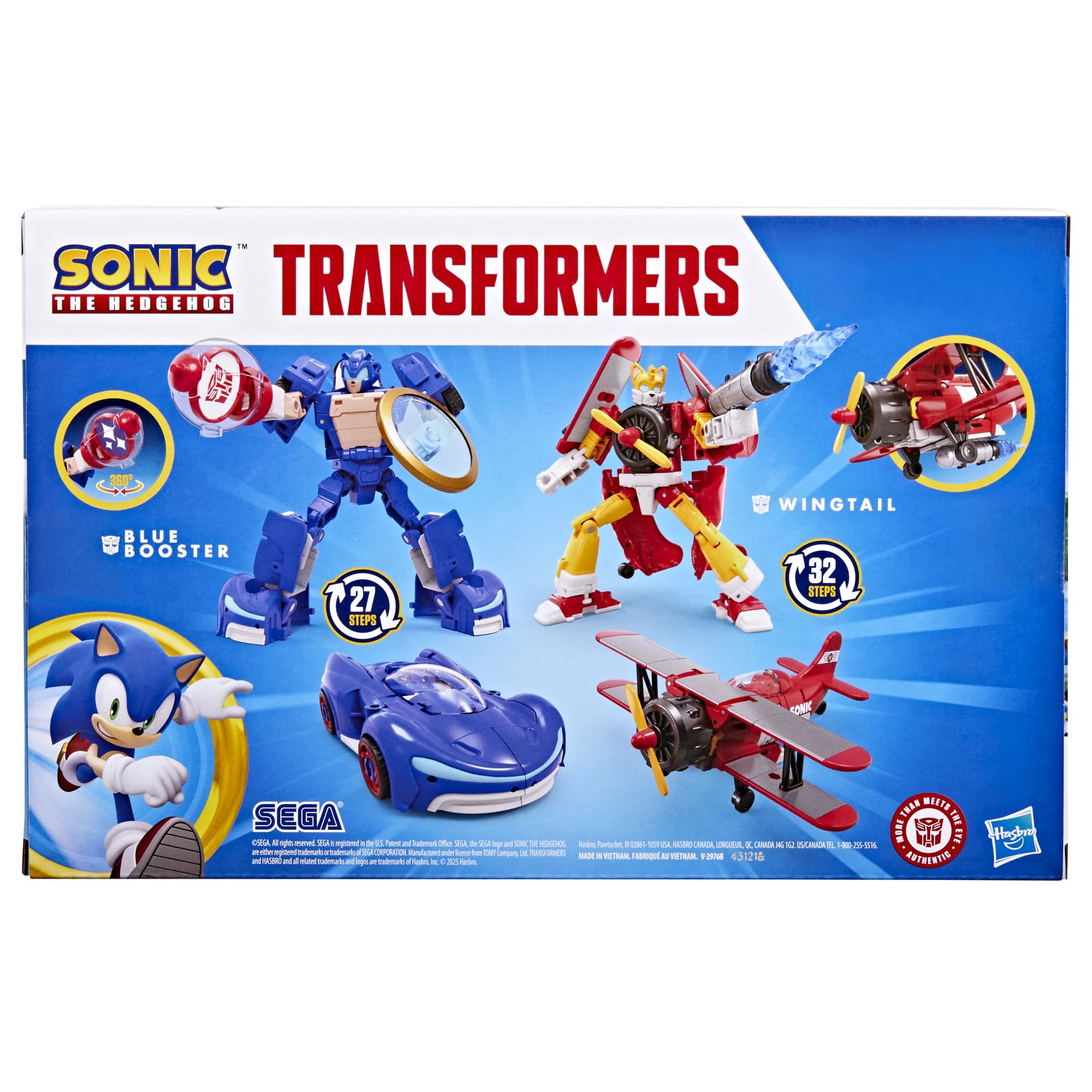 Transformers x Sonic the Hedgehog Collaborative Blue Booster & Wingtail Action Figures | 5-inch Figures | Ages 8+ 5