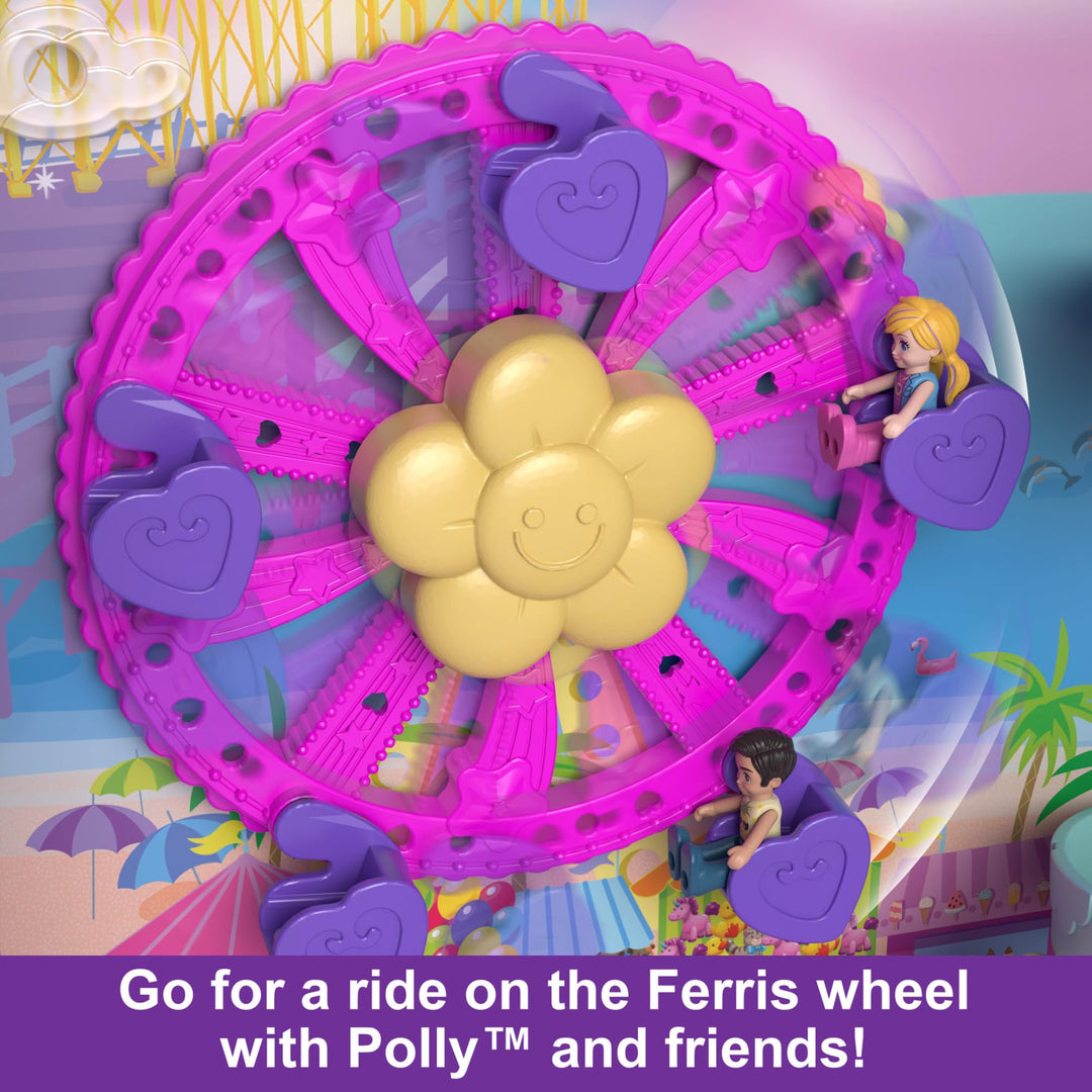 Polly Pocket Pollyville Resort Roll Away Playset - 4 Dolls, 1 Vehicle, 25+ Accessories, Ages 4-10