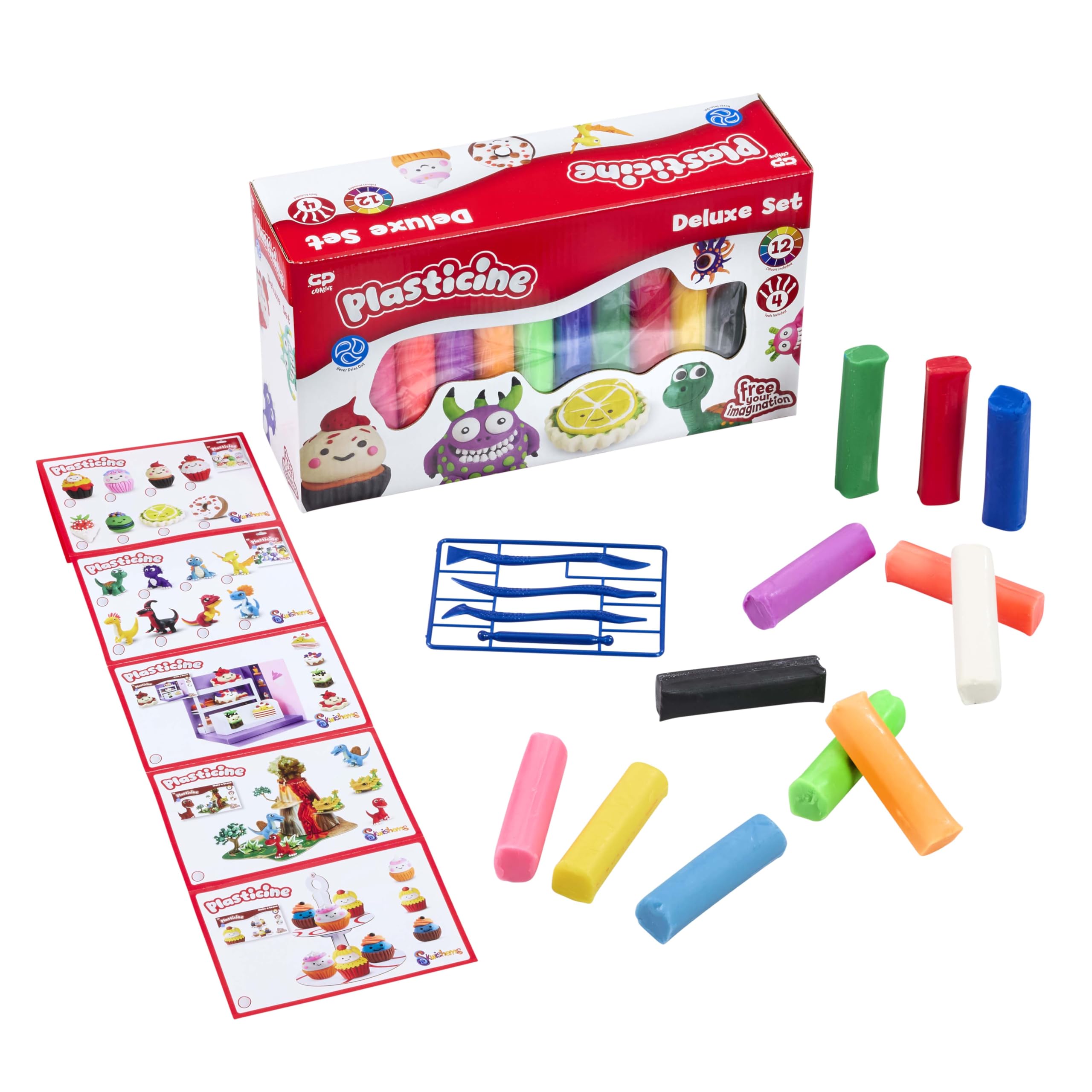 Plasticine Original Modelling Clay - Deluxe Refill Set | 12 Colours | Non-Drying
