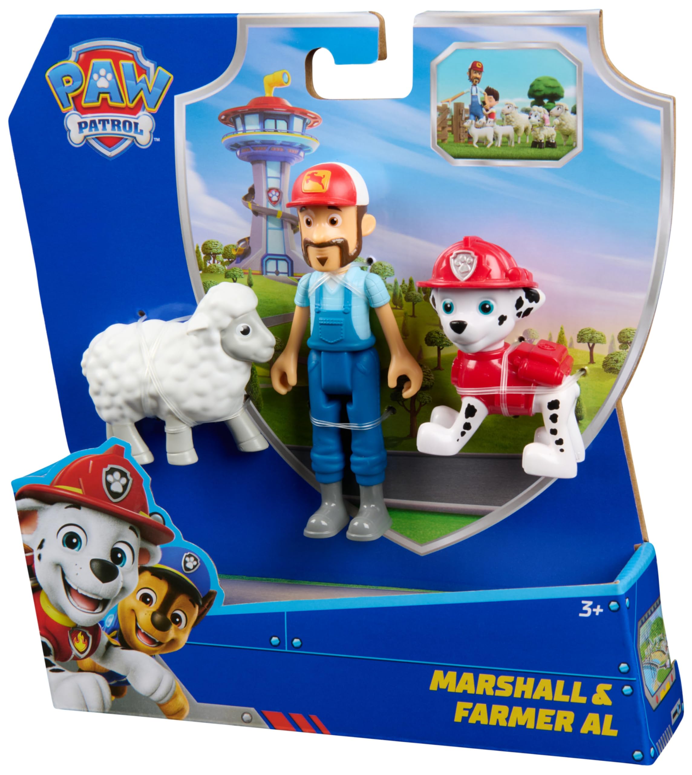 Paw Patrol Marshall & Farmer Al Figure Pack with Sheep Toy Figure | Ages 3-9 | 3 Figures 8