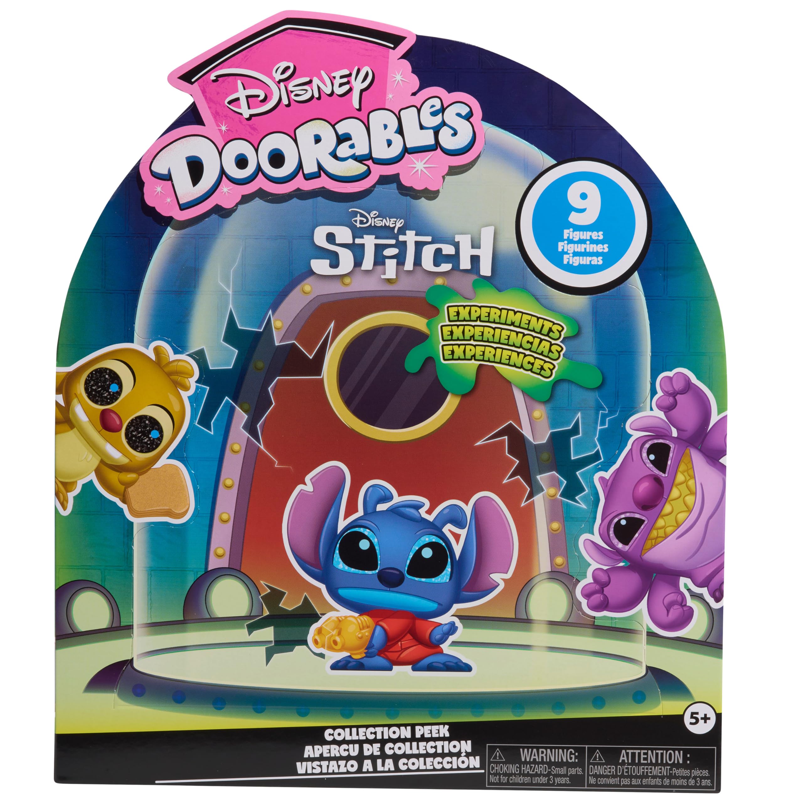Just Play Disney Doorables Stitch Experiments Collection Peek - 9-Piece Alien Figurine Set