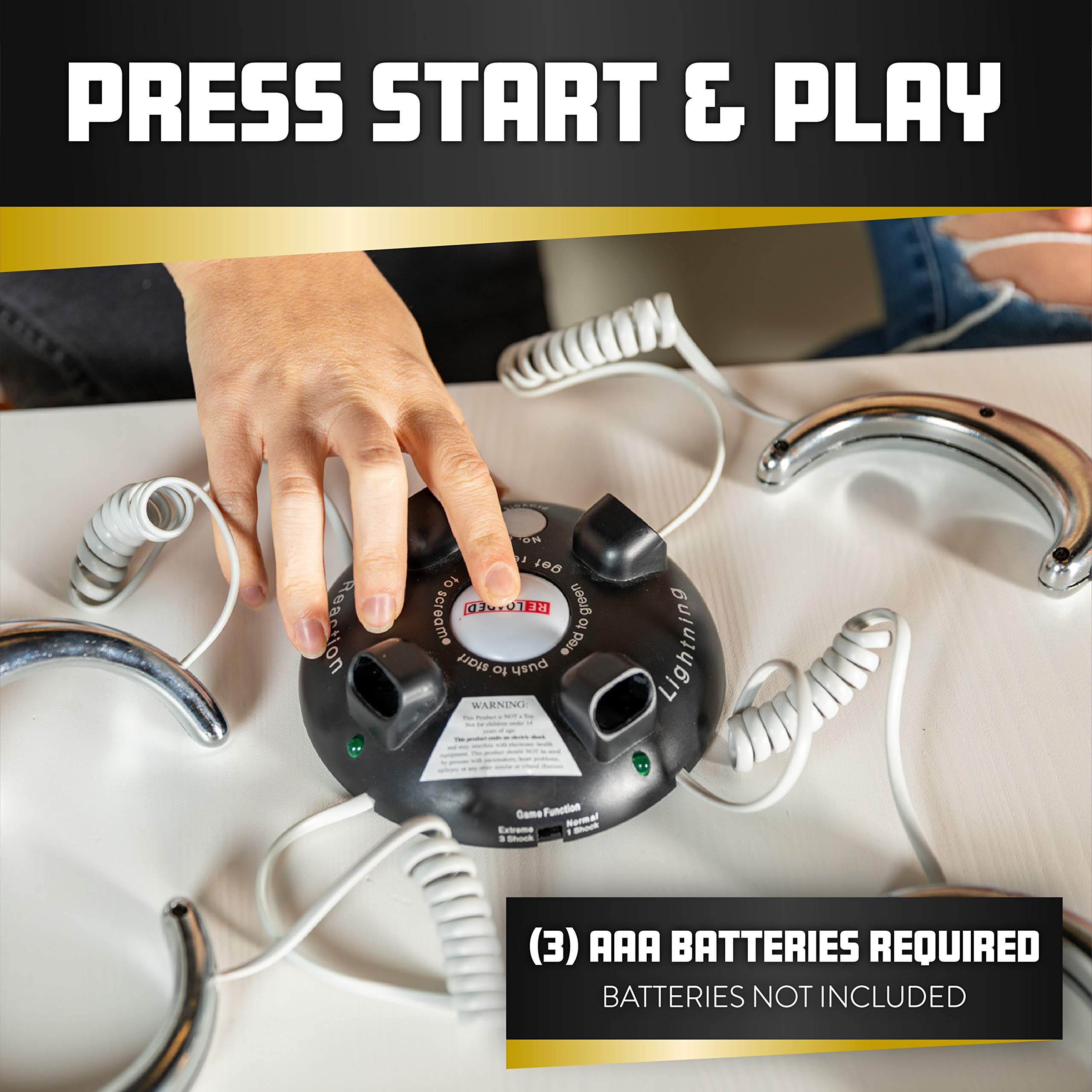 Paladone Lightning Reaction Reloaded - Extreme Shocking Reaction Game | Up to 4 Players | Adjustable Shock Level 7