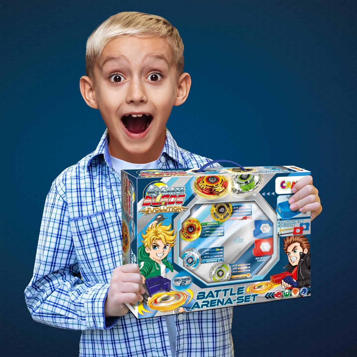 CRAZE Blade XXL Battle Set - 4 Metal Spinning Tops with Launchers | Customizable Tips | Unisex 8+ 3