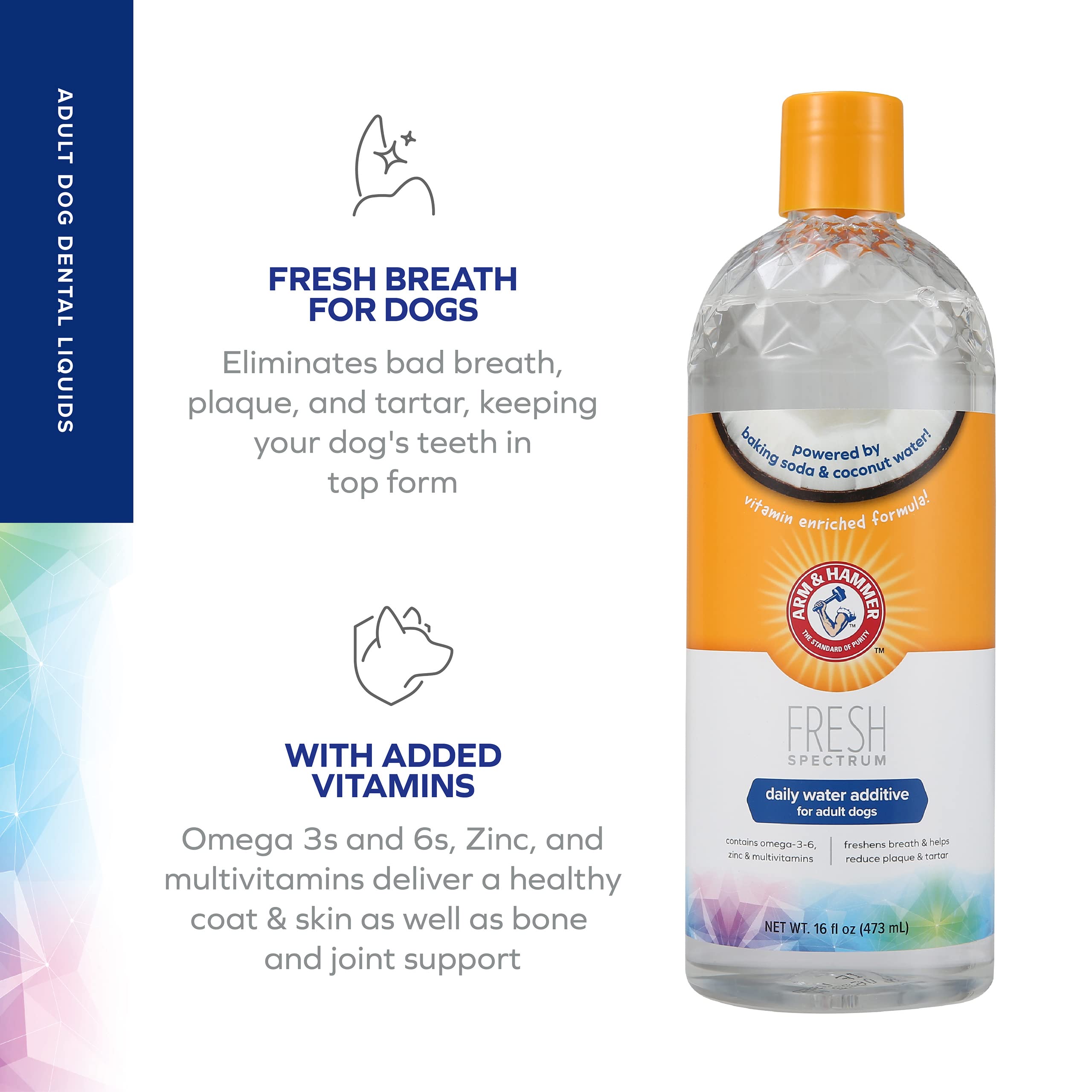 ARM & HAMMER Fresh Spectrum Coconut Mint Dog Water Additive - Plaque/Tartar Reduction | 473ml 5