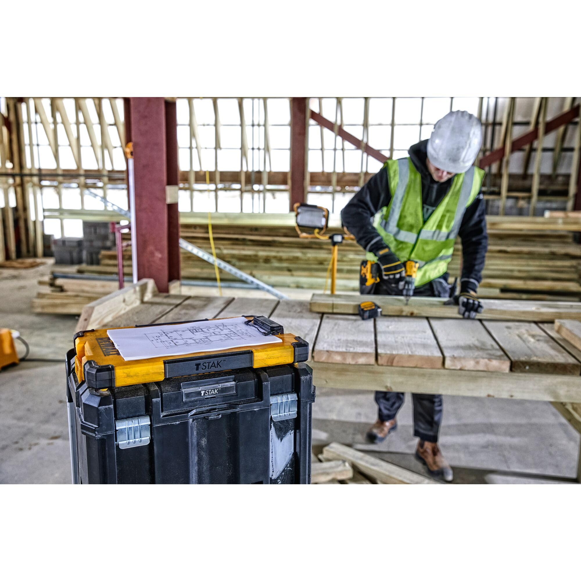 DEWALT TSTAK Clipboard with Dual Storage and LED Light | Plastic/Metal | Multi Color 6