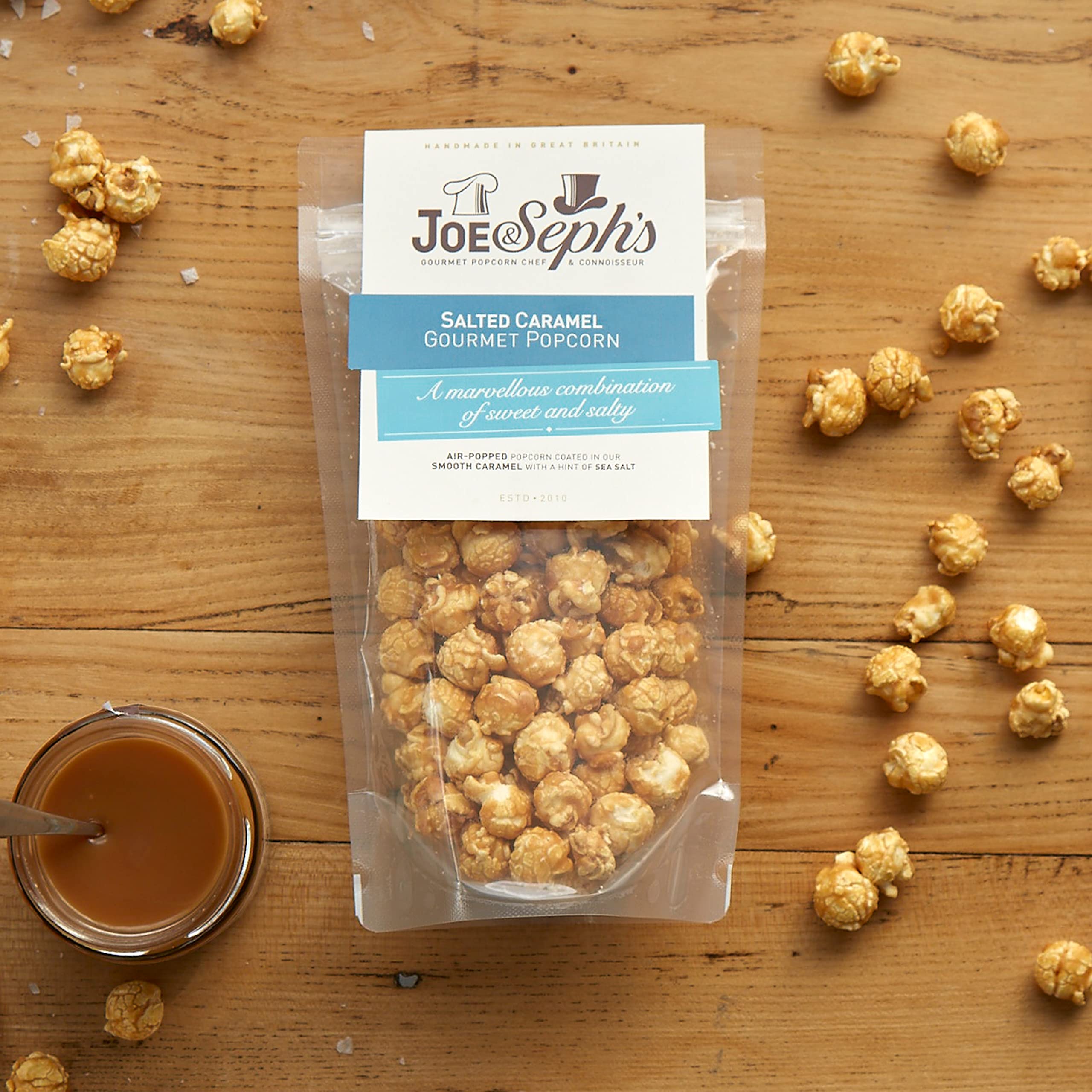 Joe & Seph's Salted Caramel Popcorn (80 g) – Gourmet-Popcorn aus der Heißluftmaschine, handgefertigt in Großbritannien, Gewinner des Great Taste Award mit 2 goldenen Sternen