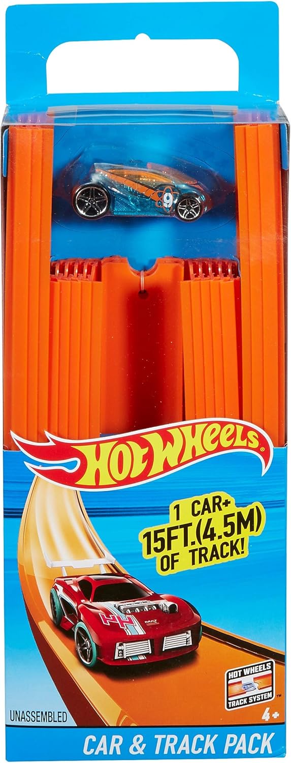 Hot Wheels BHT77 Straight Track Builder with Diecast Car Toy Playset - Ages 4+ 5