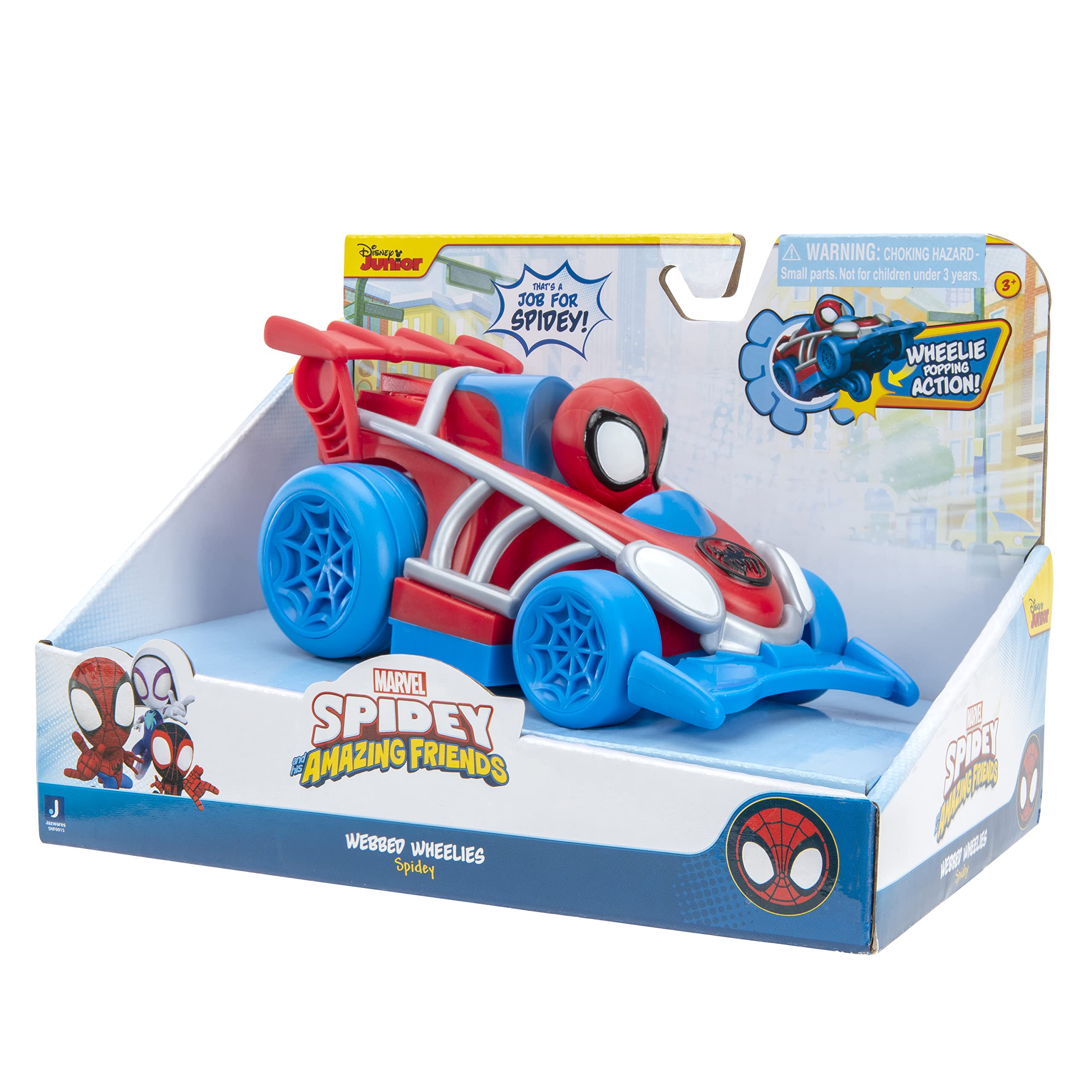 Spidey and his Amazing Friends Webbed Wheelie Pull Back Vehicle with Spidey Figure (SNF0015) 9