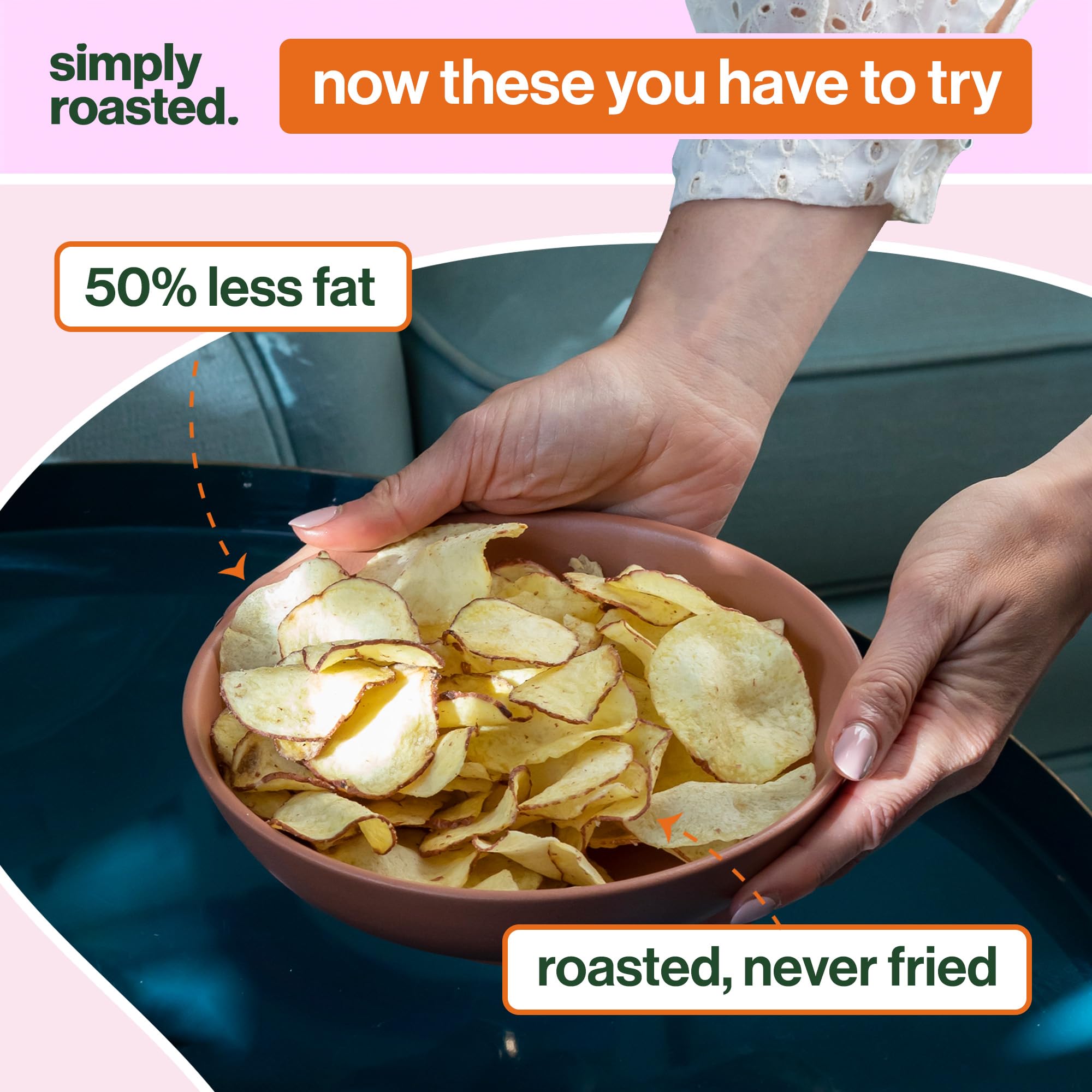 Simply Roasted Sea Salt & Vinegar Crisps - 12 x 21.5g Multipack | Roasted, 50% Less Fat 3