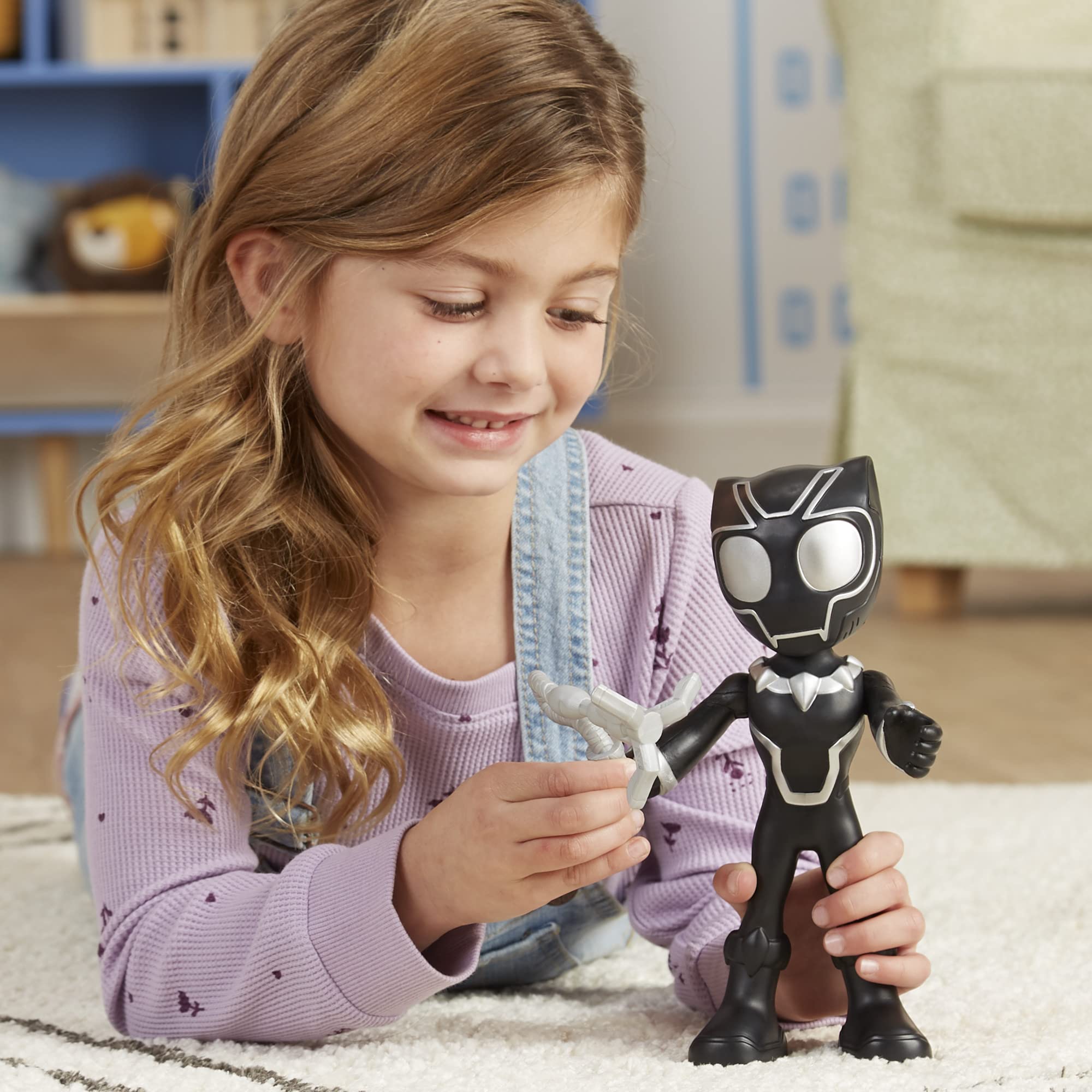 Spidey and His Amazing Friends Supersized Black Panther Action Figure - 22.5 cm Poseable Marvel Toy 4
