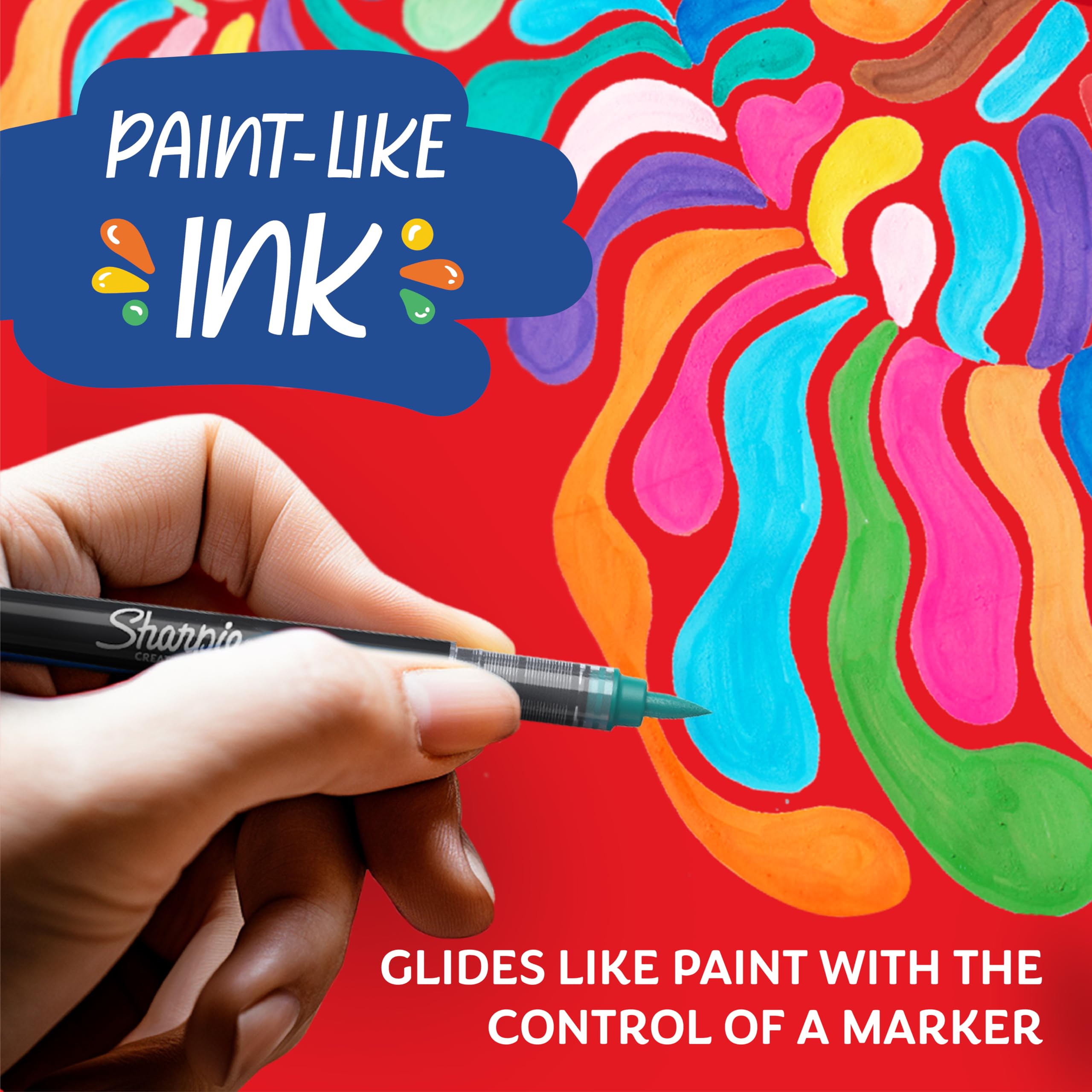 Sharpie Creative Markers Acrylic Paint Pens - Brush-Tip, Water-Based Ink, No-Bleed | Pack of 12 3