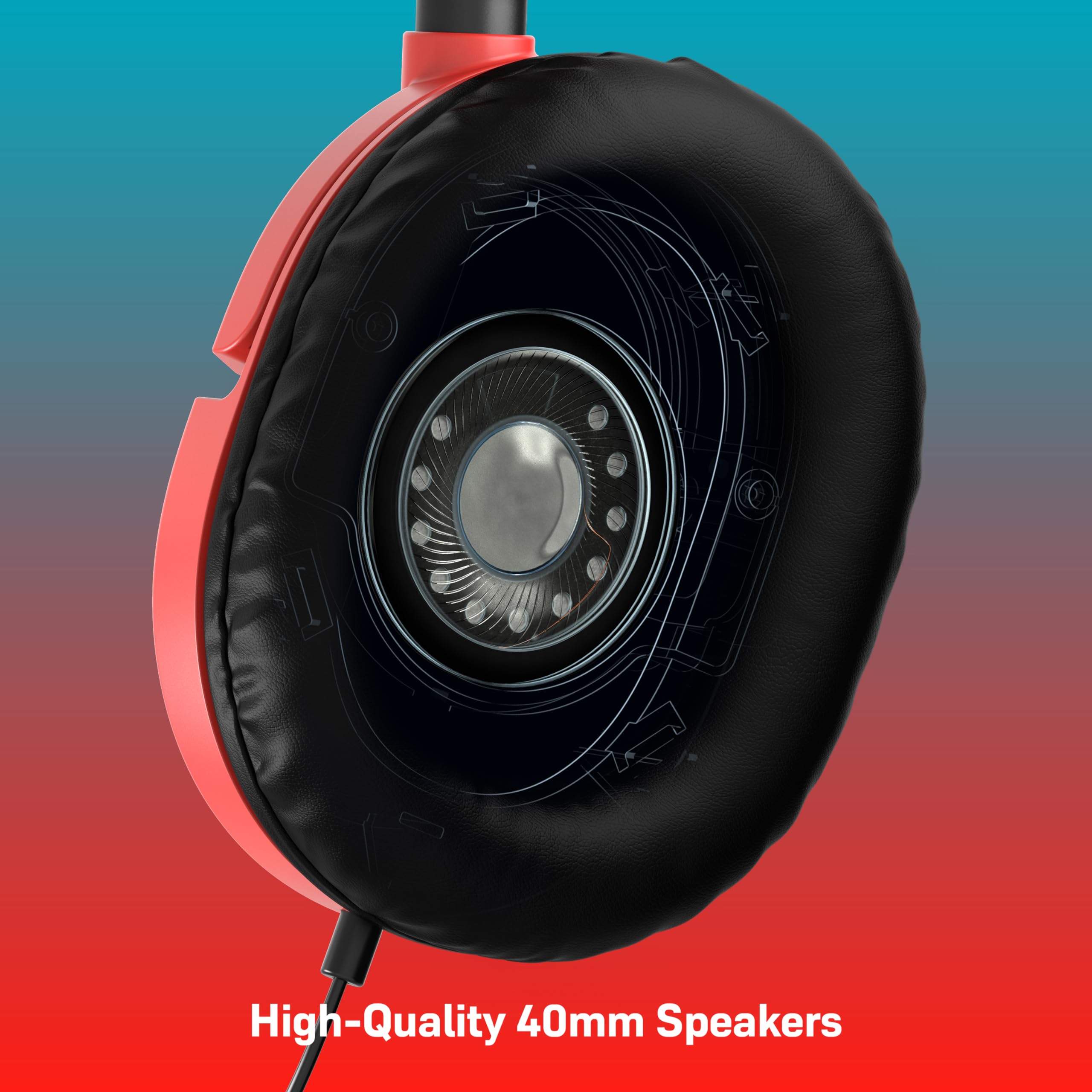 Turtle Beach Recon 50 Red/Blue Gaming Headset for Nintendo Switch, Xbox, PS4, PS5, PC & Mobile 8