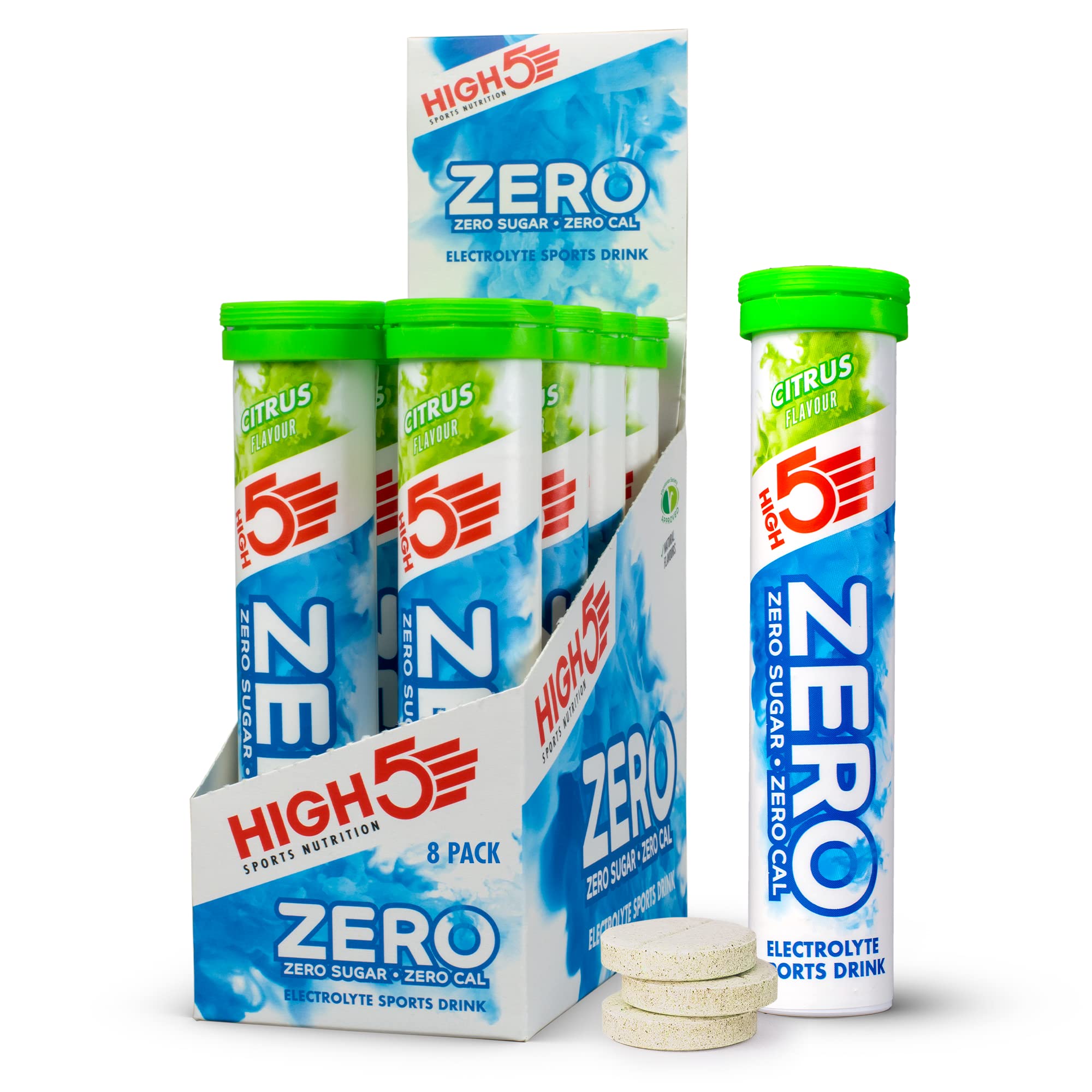 HIGH5 ZERO Elektrolyttabletten | Zuckerfreie Flüssigkeitszufuhr mit Vitamin C | Zitrusgeschmack | 160 Tabletten (8 x 20)