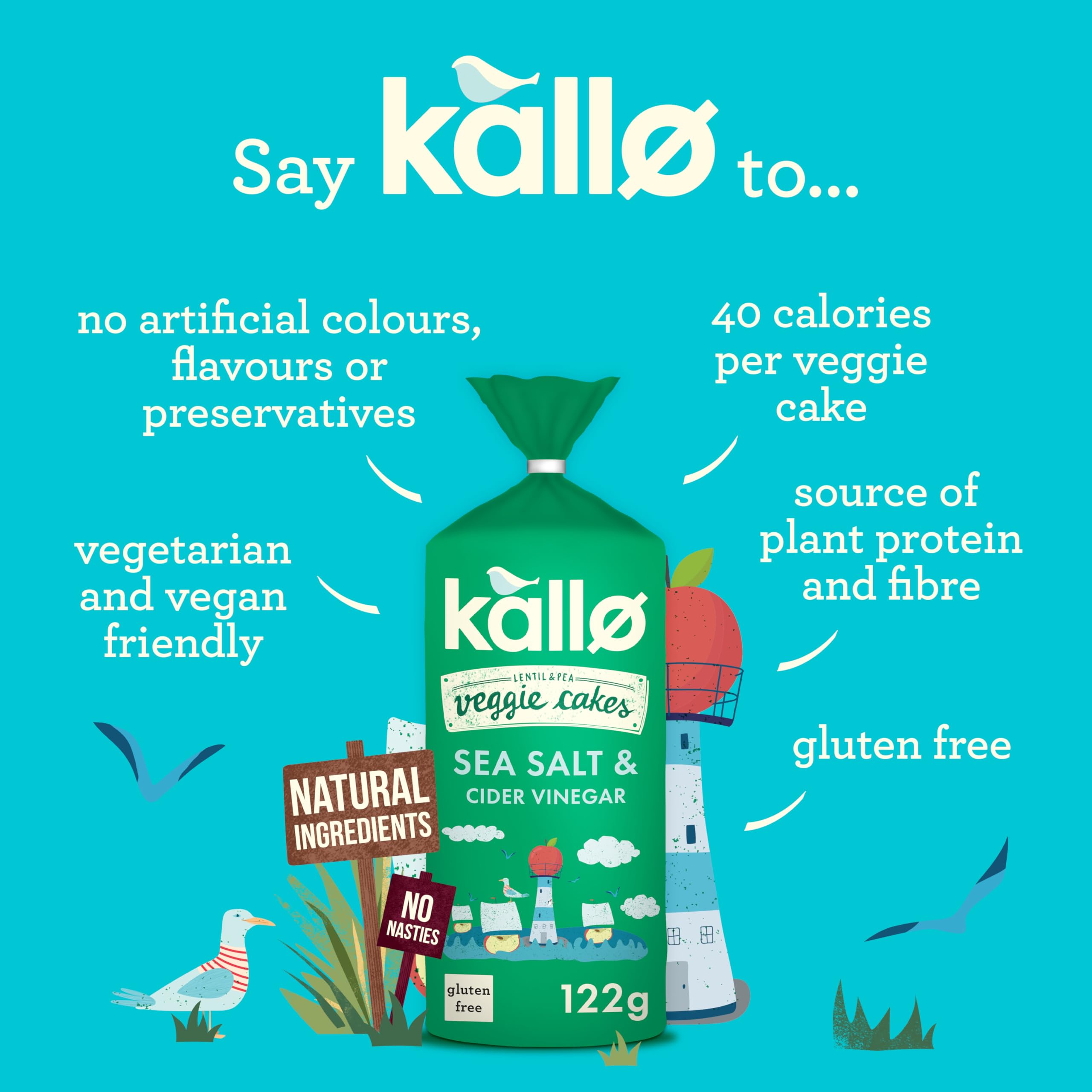 Kallo Gemüsekuchen mit Meersalz und Apfelessig, Linsen- und Erbsen-Puffcracker, glutenfrei, vegan, 40 Kalorien pro Stück