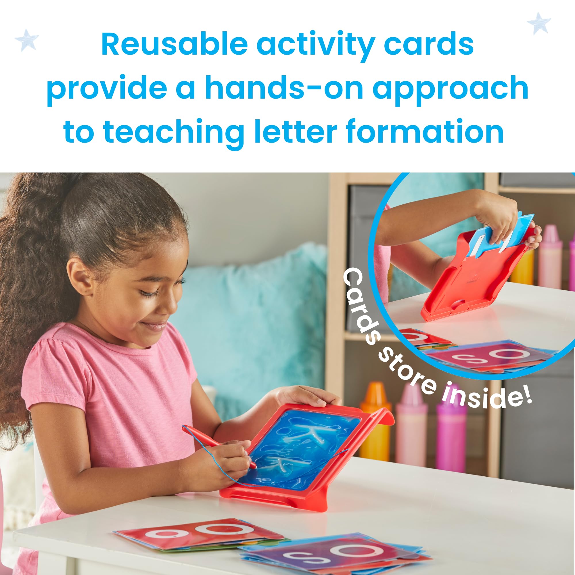 hand2mind Letter Tracing Sensory Pad for Kids 3-5 | Mess-Free Gel Writing | Includes 16 Double-Sided Cards 4