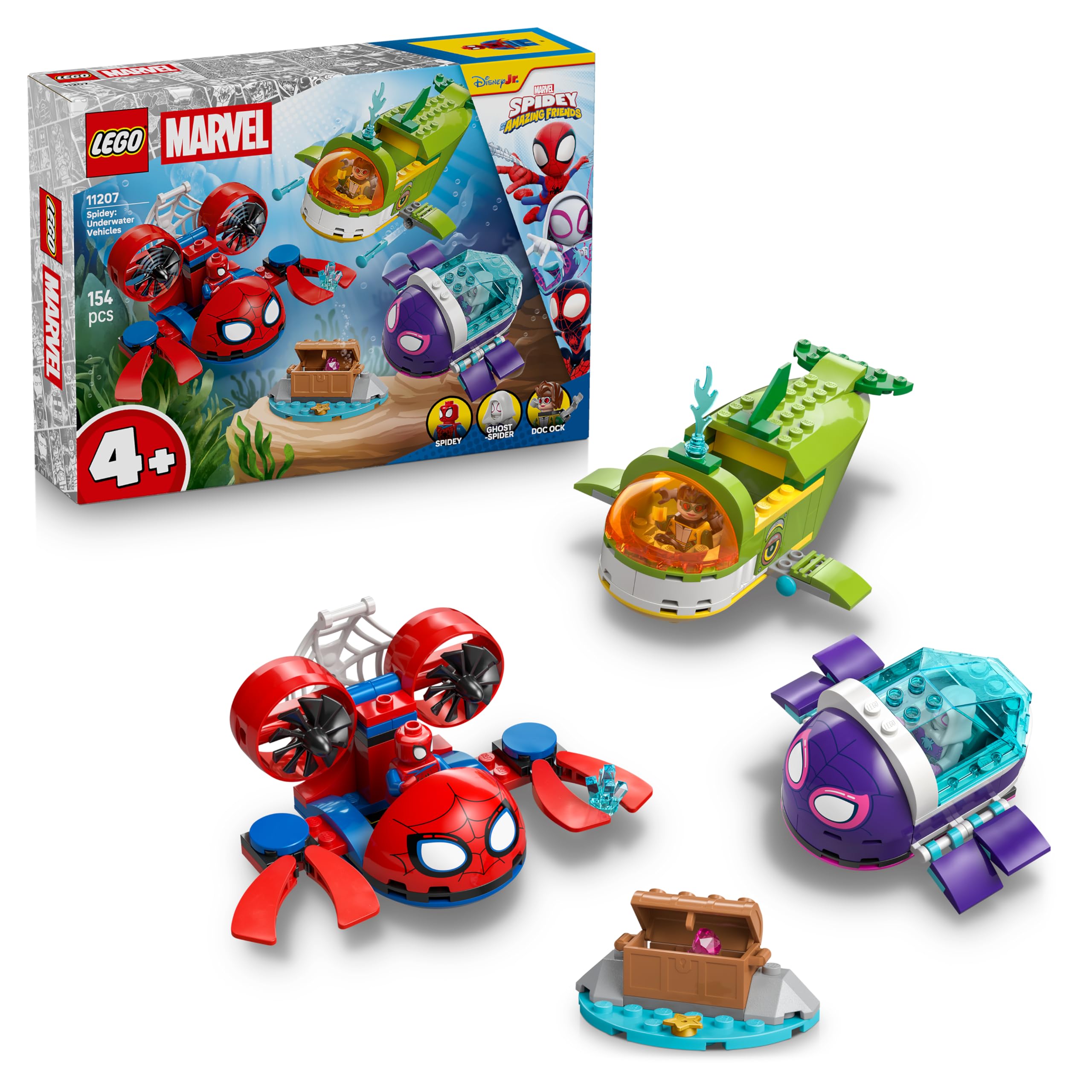 LEGO Marvel Spidey: Underwater Vehicles Building Set 11207 | Ages 4+ | 3 Submarines