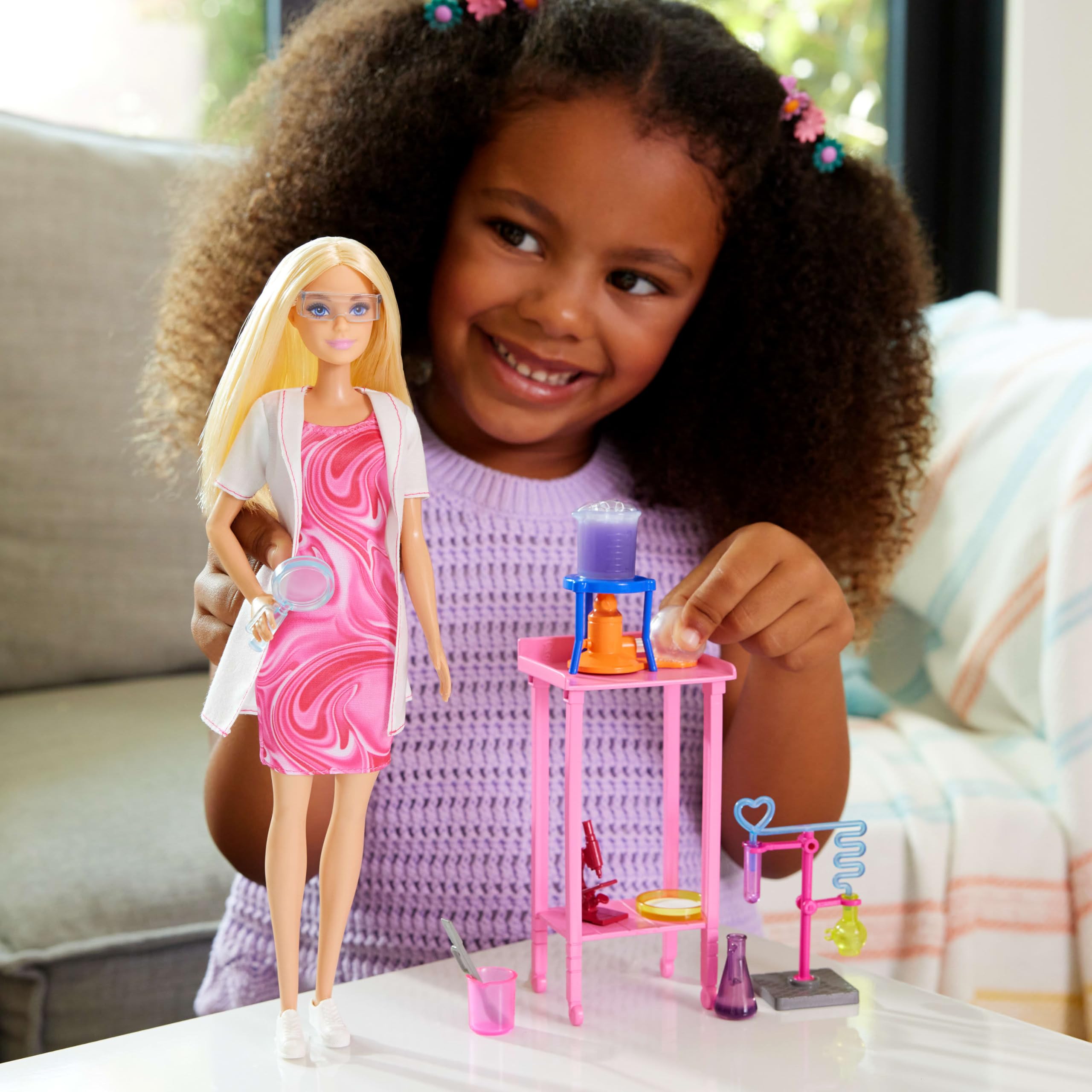 Barbie Scientist Doll and Accessories with Blonde Fashion Doll, Lab Table | Color-Change Beaker | Ages 3+ 2