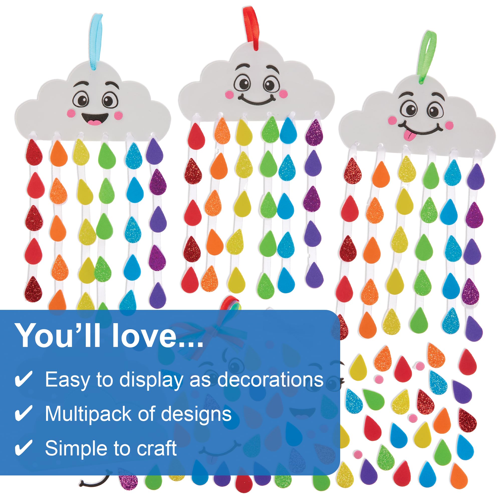 Baker Ross FN011 Rainbow Drop Mix and Match Kits - Pack of 5, Foam Craft Decoration, 22cm 3