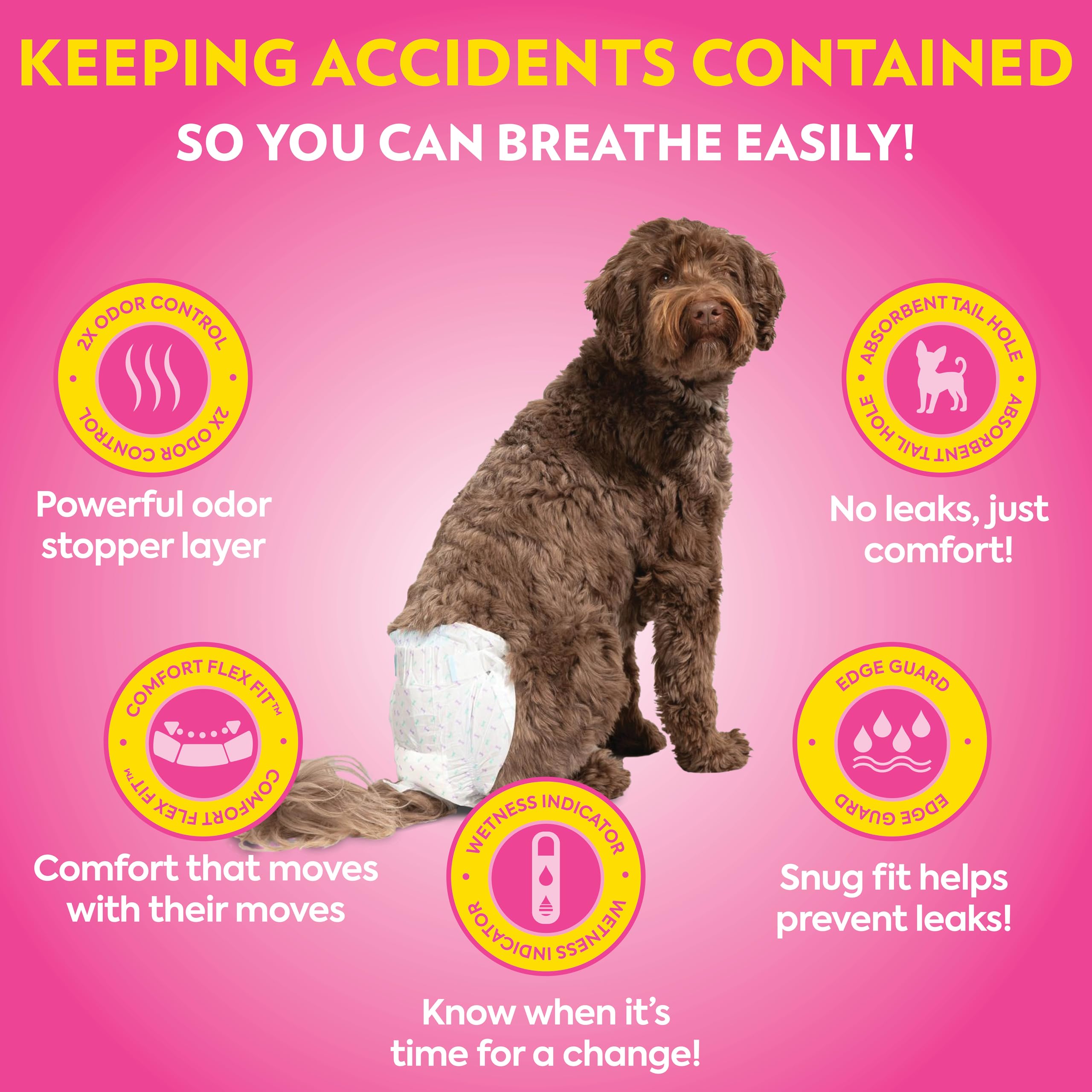 OUT! Disposable Female Dog Diapers - Leak-Proof Fit, Wetness Indicator | 14 Count, Medium/Large