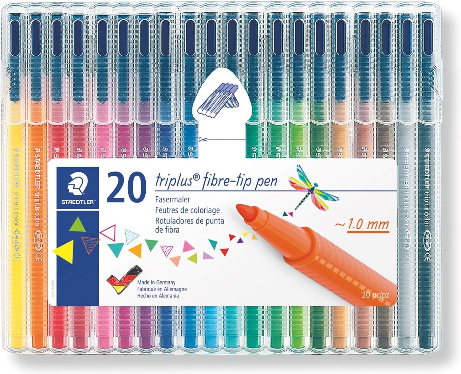 STAEDTLER 323 SB20 Triplus Colour Fibre-tip Pens, 1.0 mm, Assorted Colours, Pack of 20 1