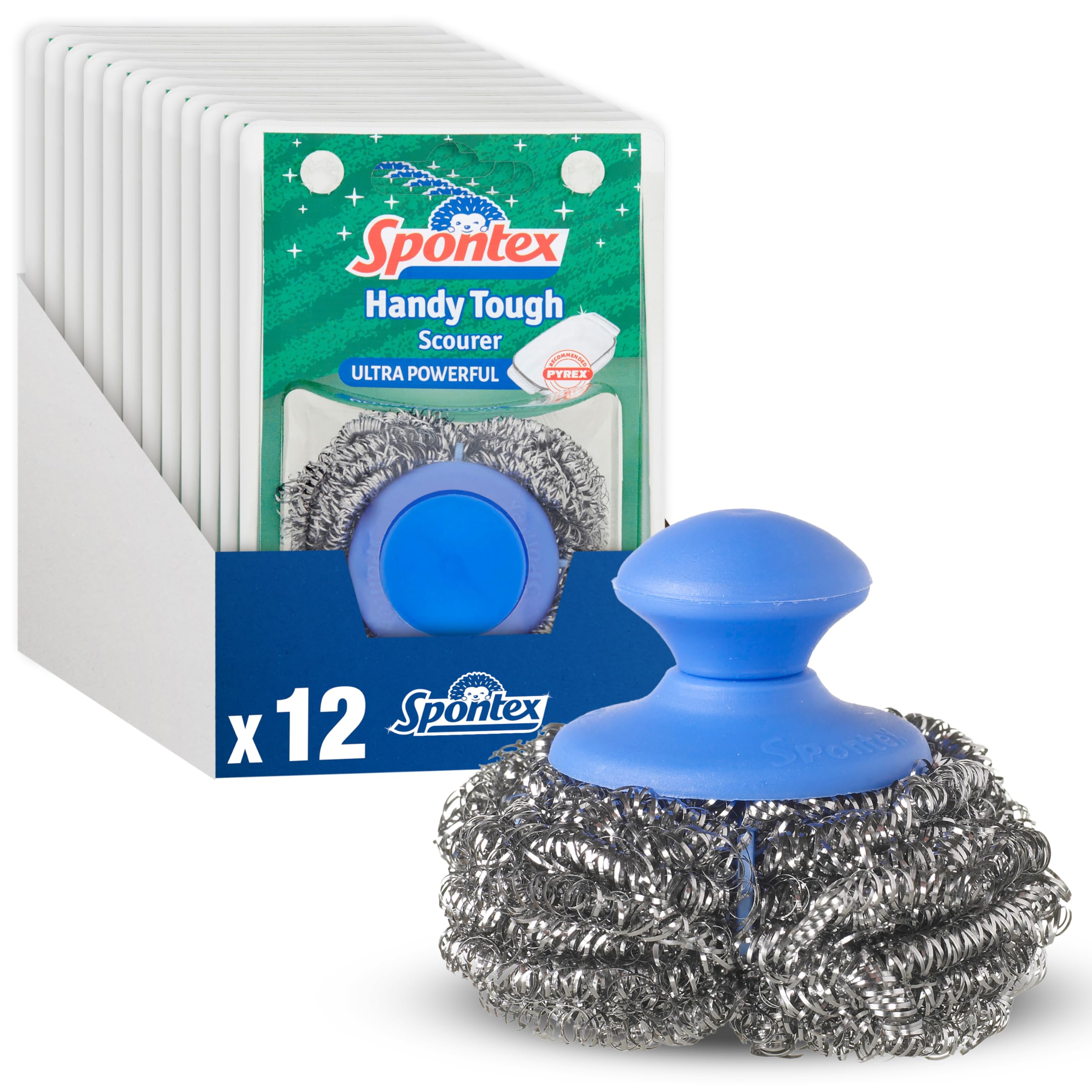 Spontex Handy Tough Kitchen Scourers with Handle - Wire Wool Scouring Pads for Pots, Pans & BBQs 7