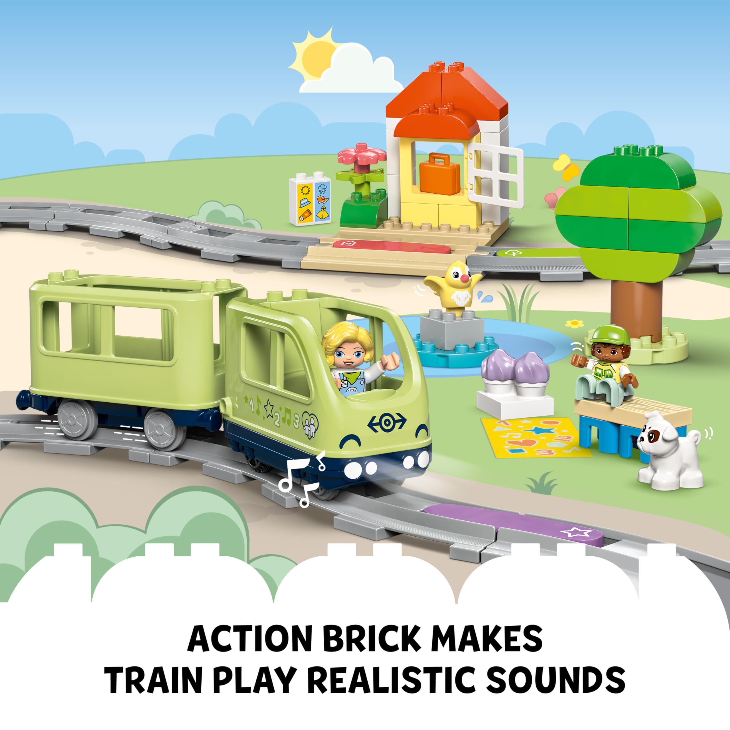 LEGO DUPLO Interactive Adventure Train Set - 14 Track Pieces | Lights & Sounds | Ages 2+ 5