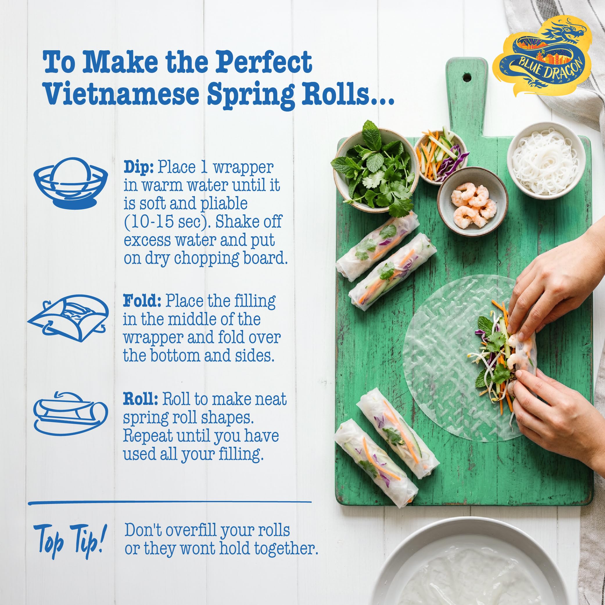 Blue Dragon Spring Roll Wrappers - Vegan & Gluten-Free Rice Paper, 134g 3