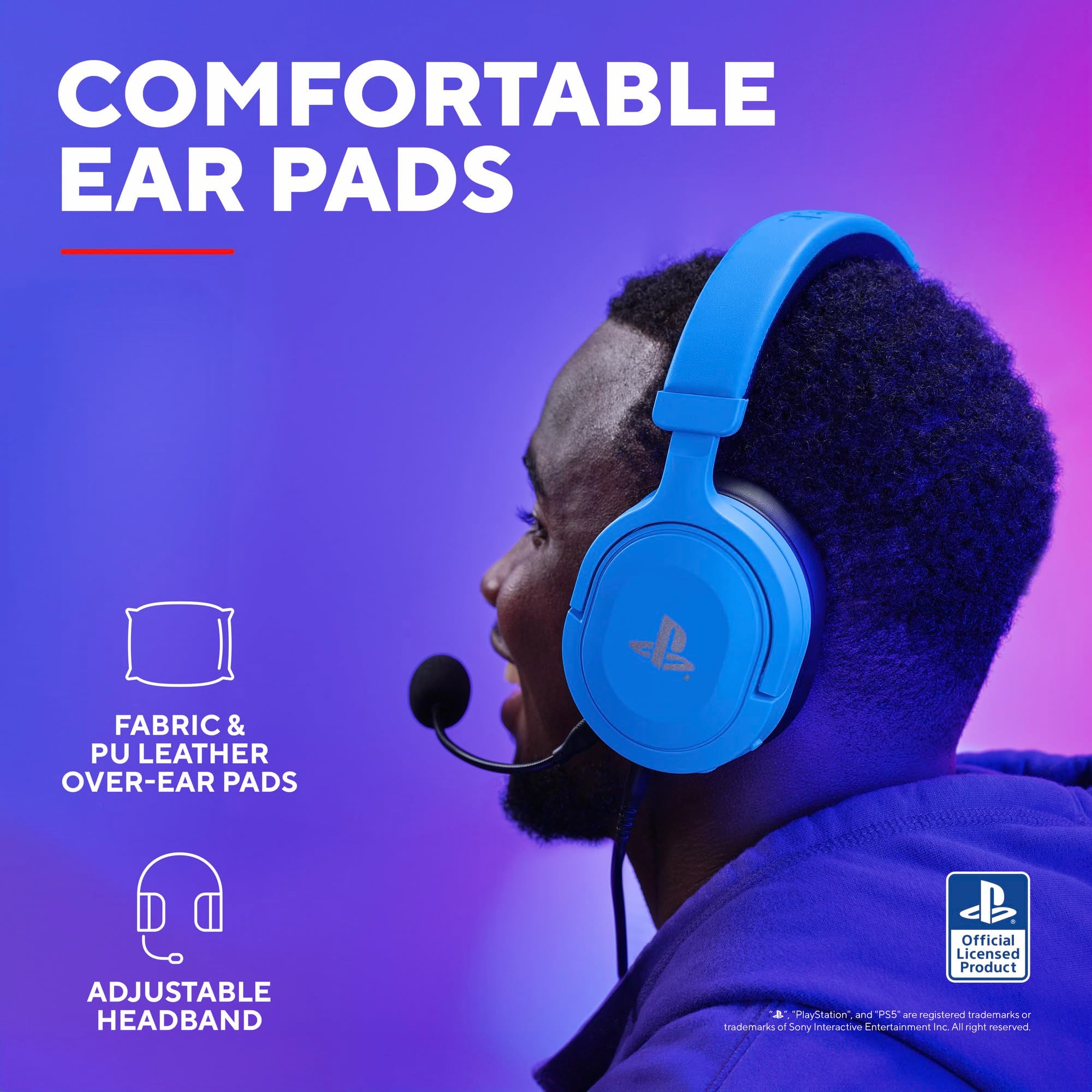 GXTrust GXT 498B Forta Gaming Headset - Officially Licensed for PS5 | 50mm Drivers | Detachable Mic | Blue 4