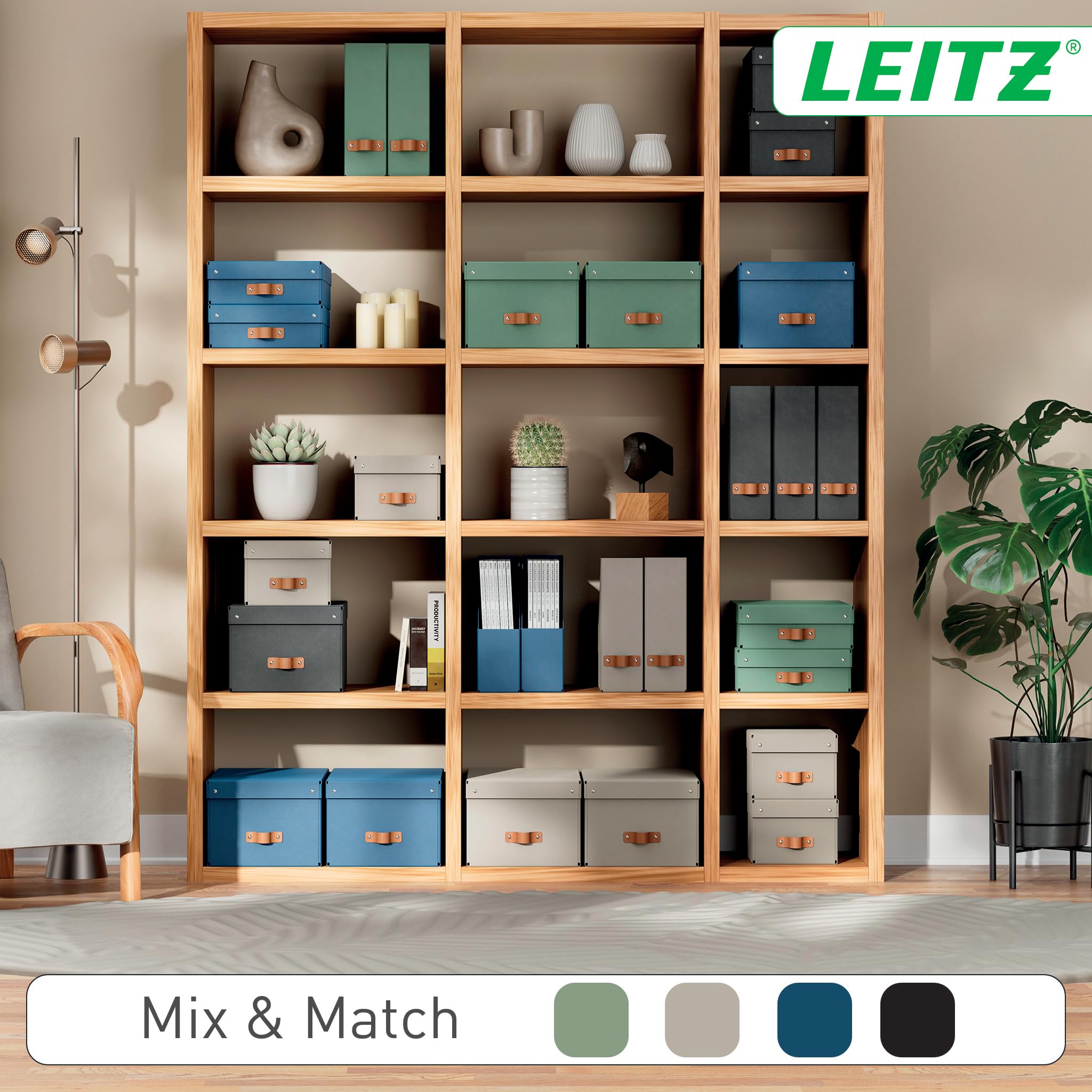Leitz Puro Magazine File - Set of 2 Durable A4 Holders, Sage Green, 900 Sheet Capacity 6