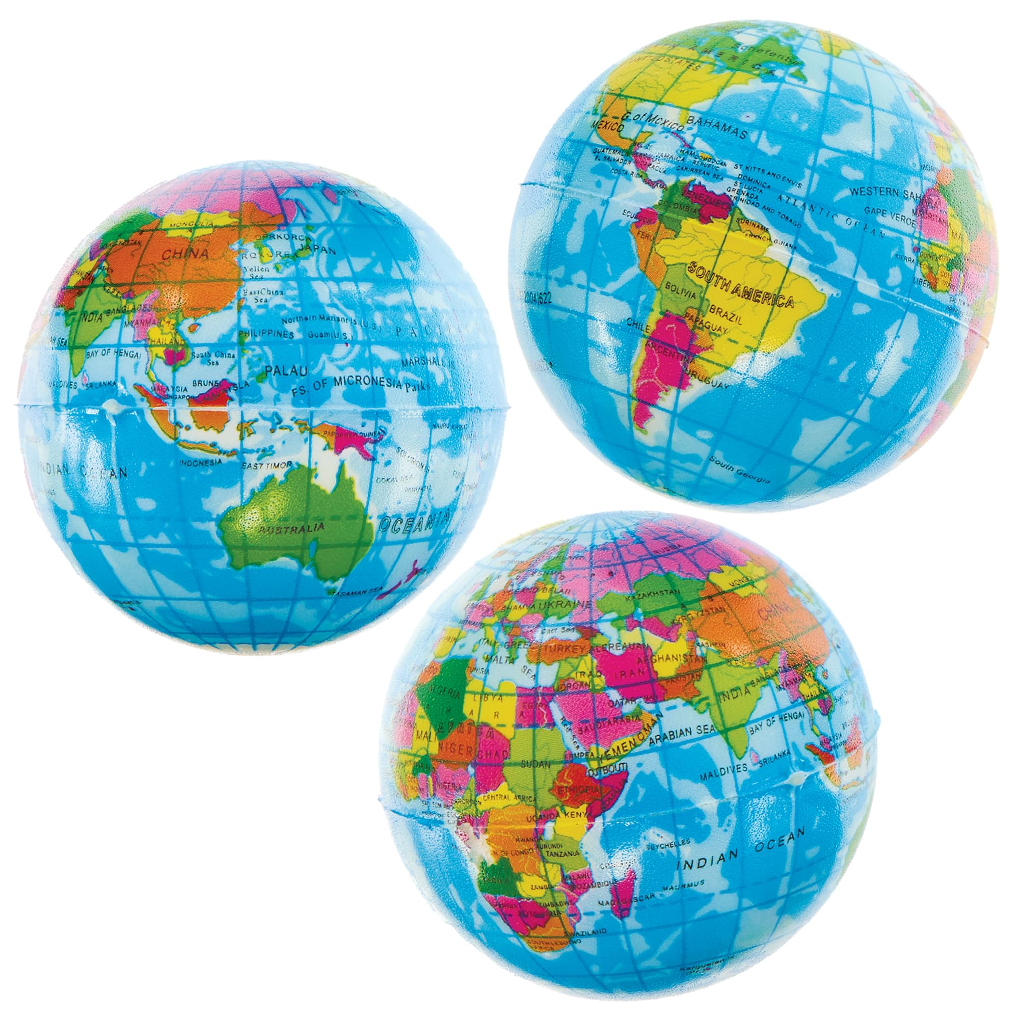 Baker Ross FN050 Globe Squeezy Balls - Pack of 5 | 6cm Diameter | Ages 3+ 1