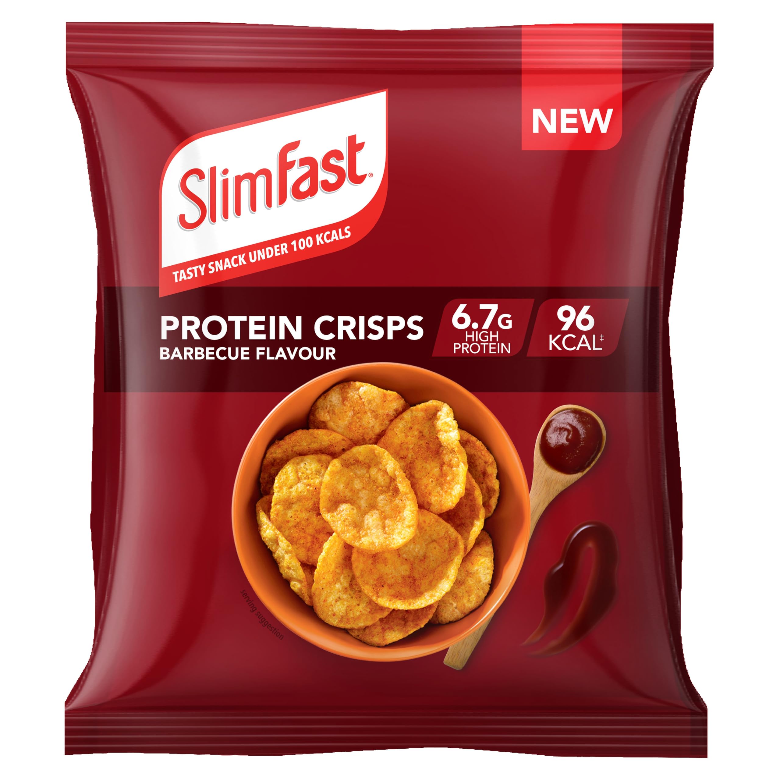 SlimFast Barbeque Protein Crisps - High Protein, Low Calorie Snack | 12 x 23g Packs