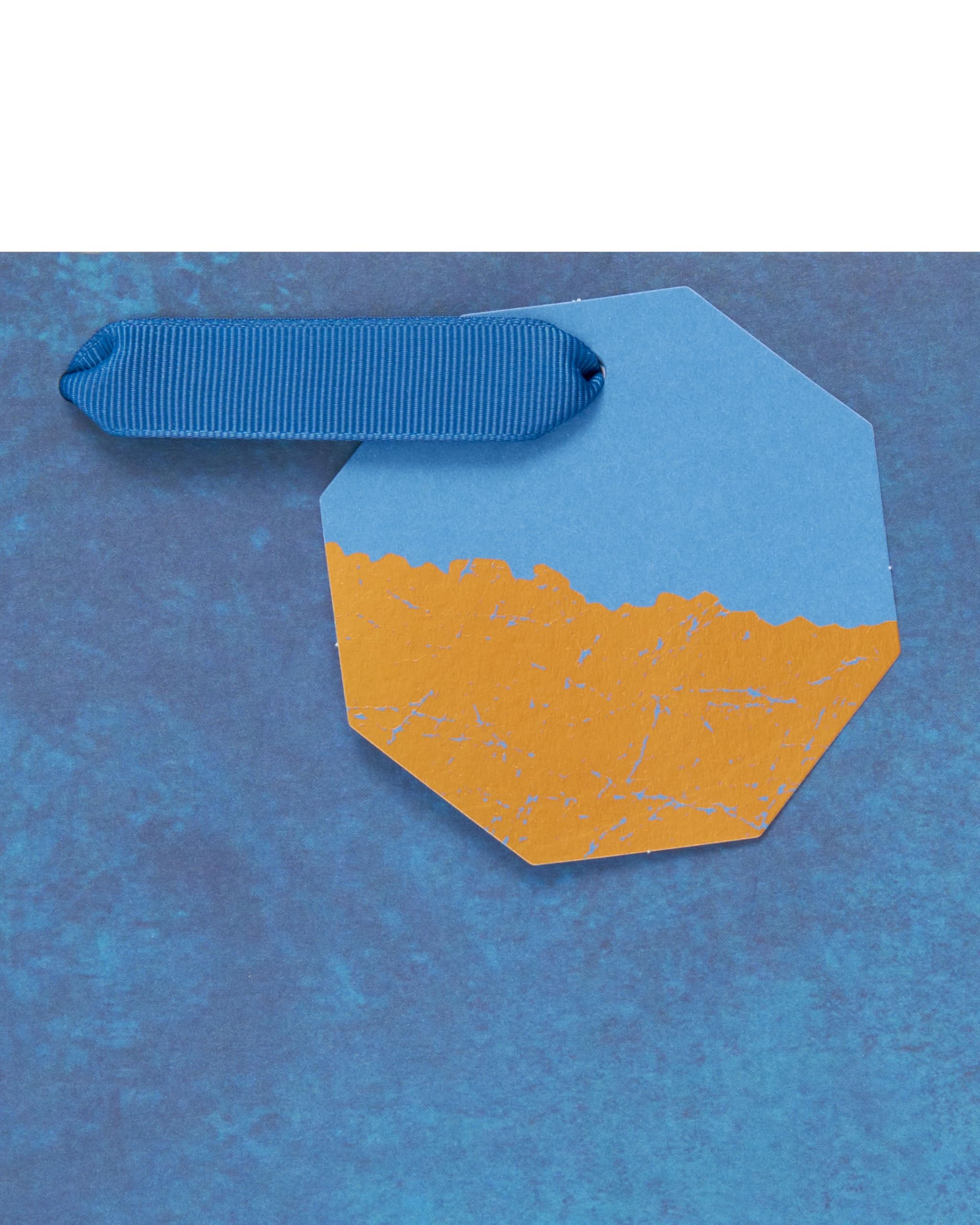 UK Greetings Medium Gift Bag - Navy with Graphite Design & Copper Foil Tag | 22.8 x 19 cm 2