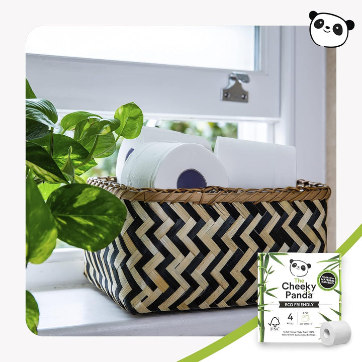 The Cheeky Panda - Bamboo Toilet Tissue Paper (Pack of 4 Rolls, 3-Ply, 200 Sheets)