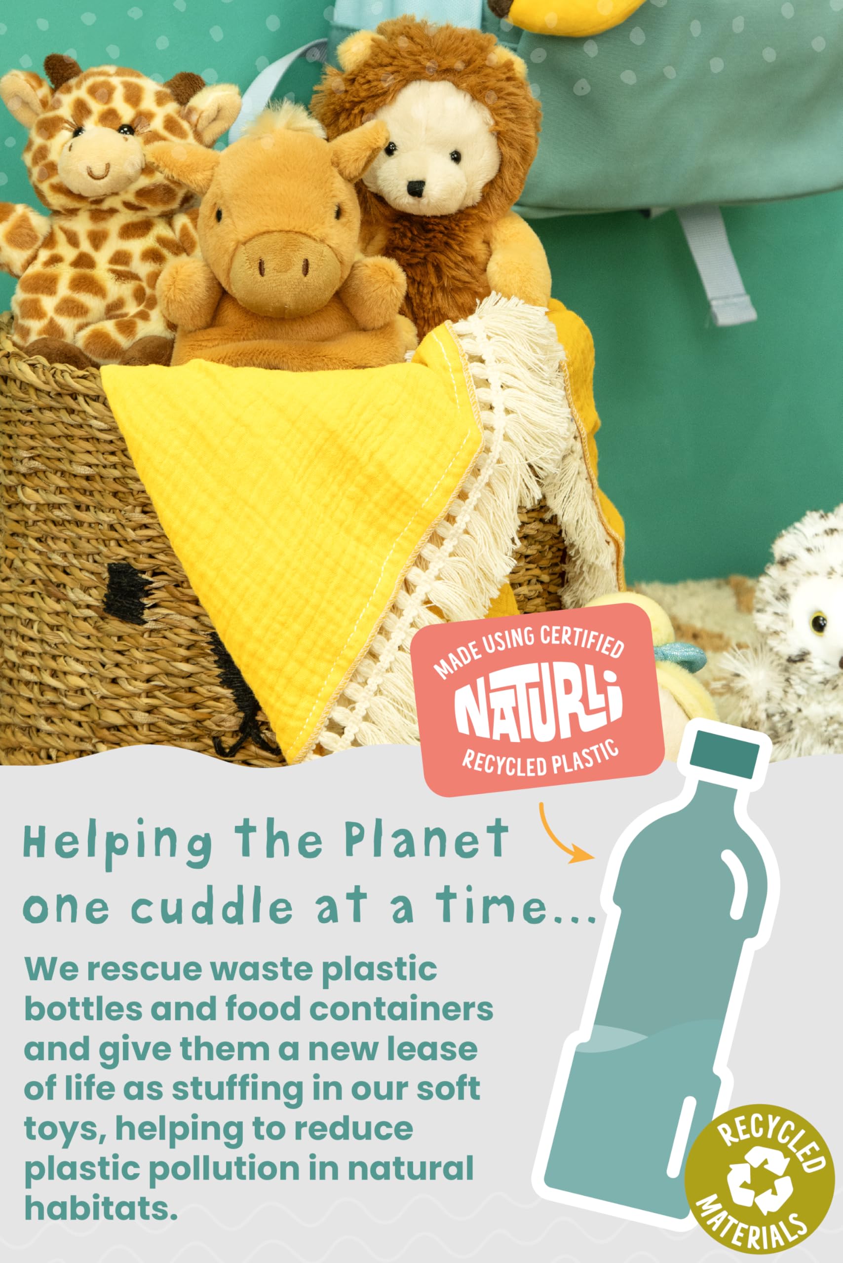 Living Nature Little Snugglies Monkey Plush Toy - Soft Stuffed Animal for Kids, 0+ Months 12