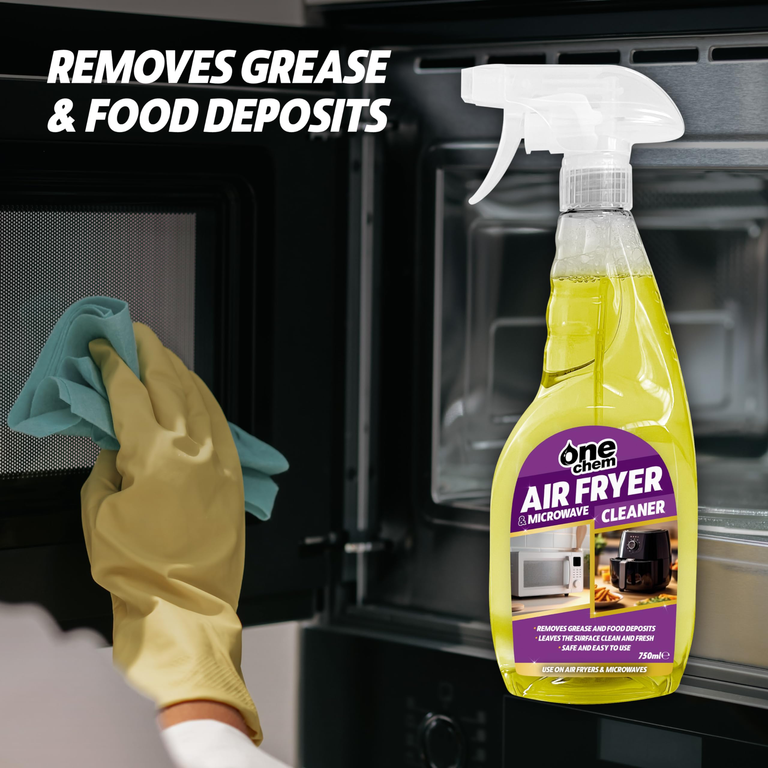 One Chem Air Fryer & Microwave Cleaner - Removes Grease & Food Deposits | 750 ml Liquid