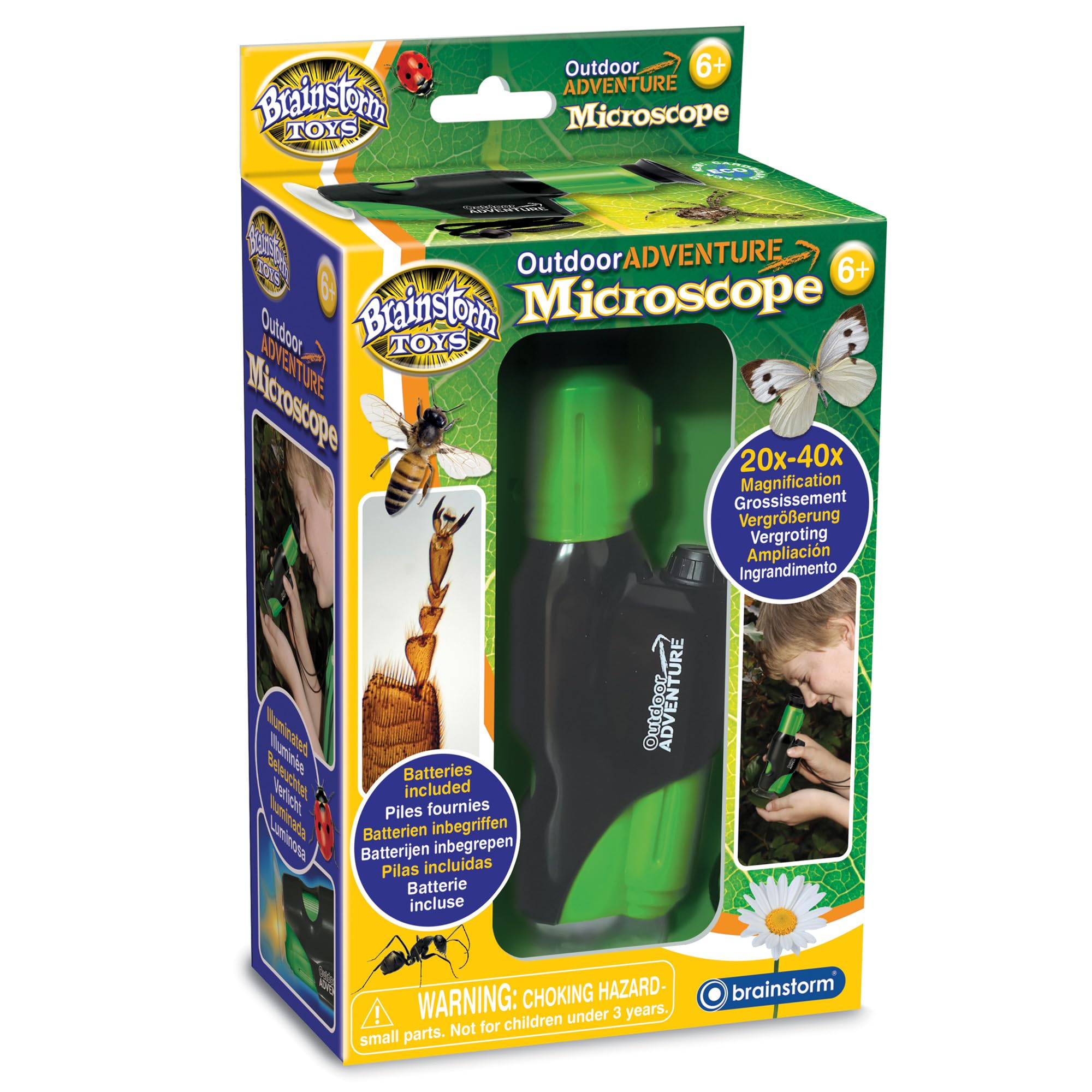 Outdoor Adventure Microscope - 20x to 40x Magnification with LED Light for Kids 6+ 7
