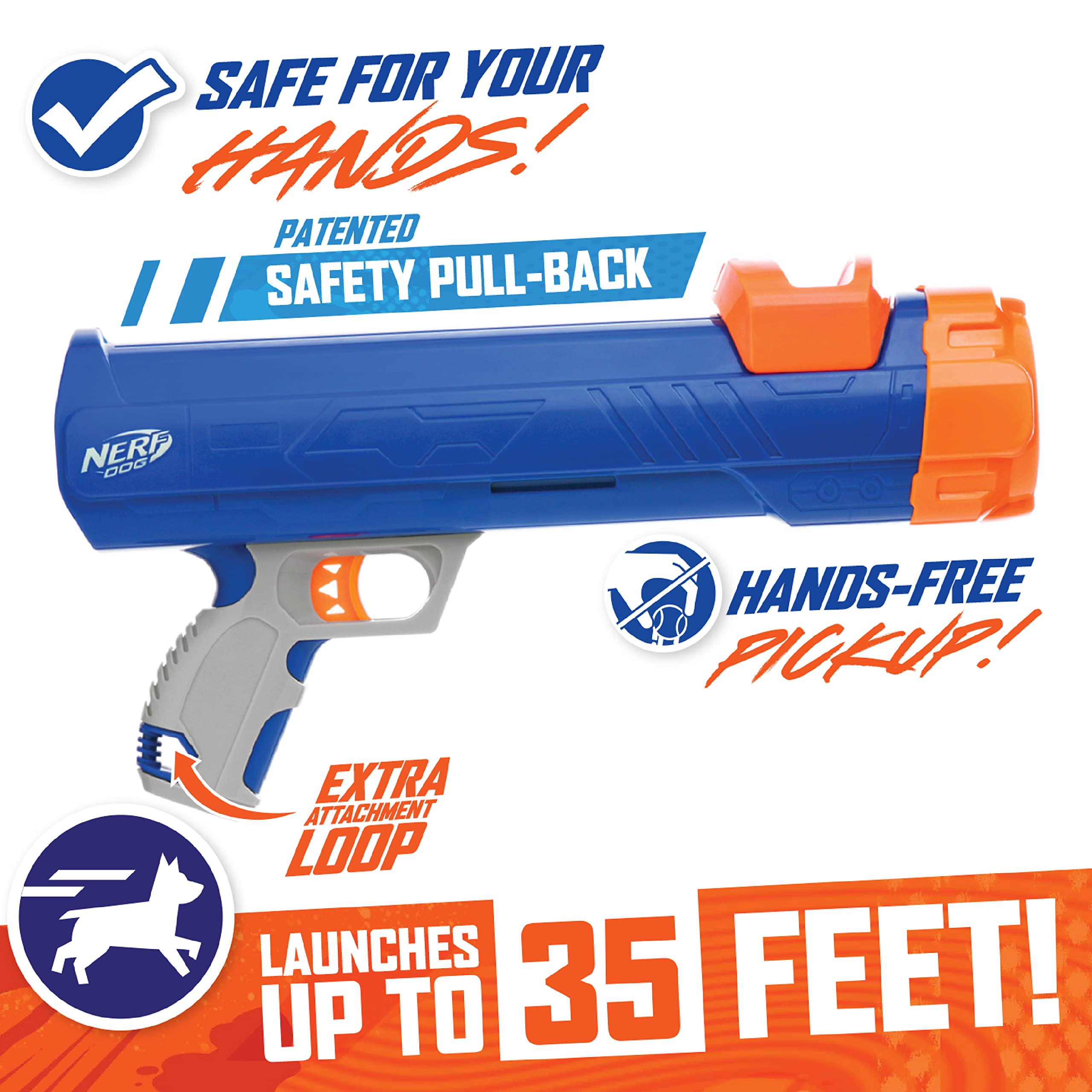 Nerf Dog 12in Blaster with 3 Squeak Tennis Balls - Shoots Up to 50 Feet 3