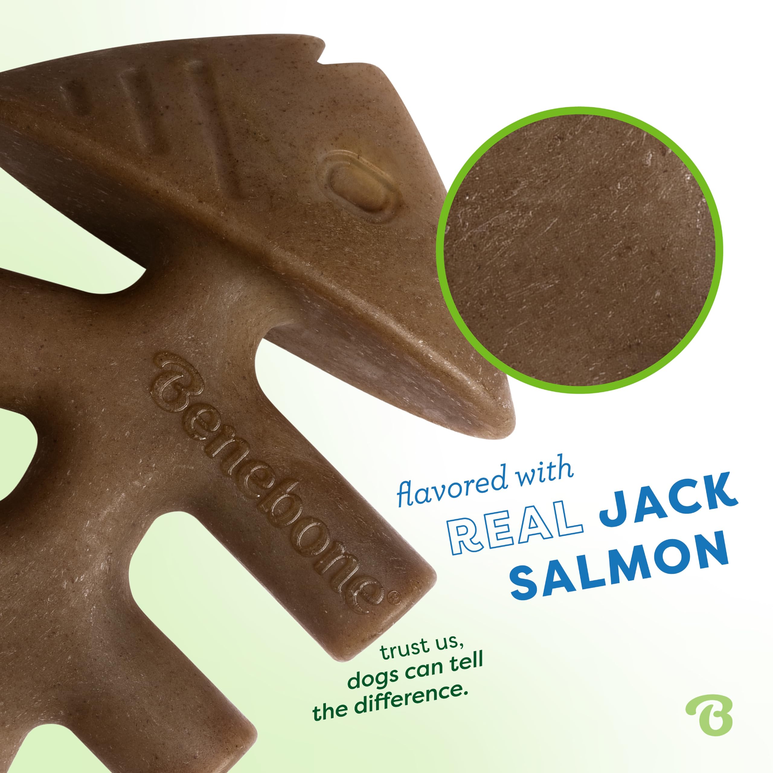 Benebone Fishbone Durable Chew Toy - Jack Salmon Flavor | 2 Pack for Tiny Dogs Under 15 lbs