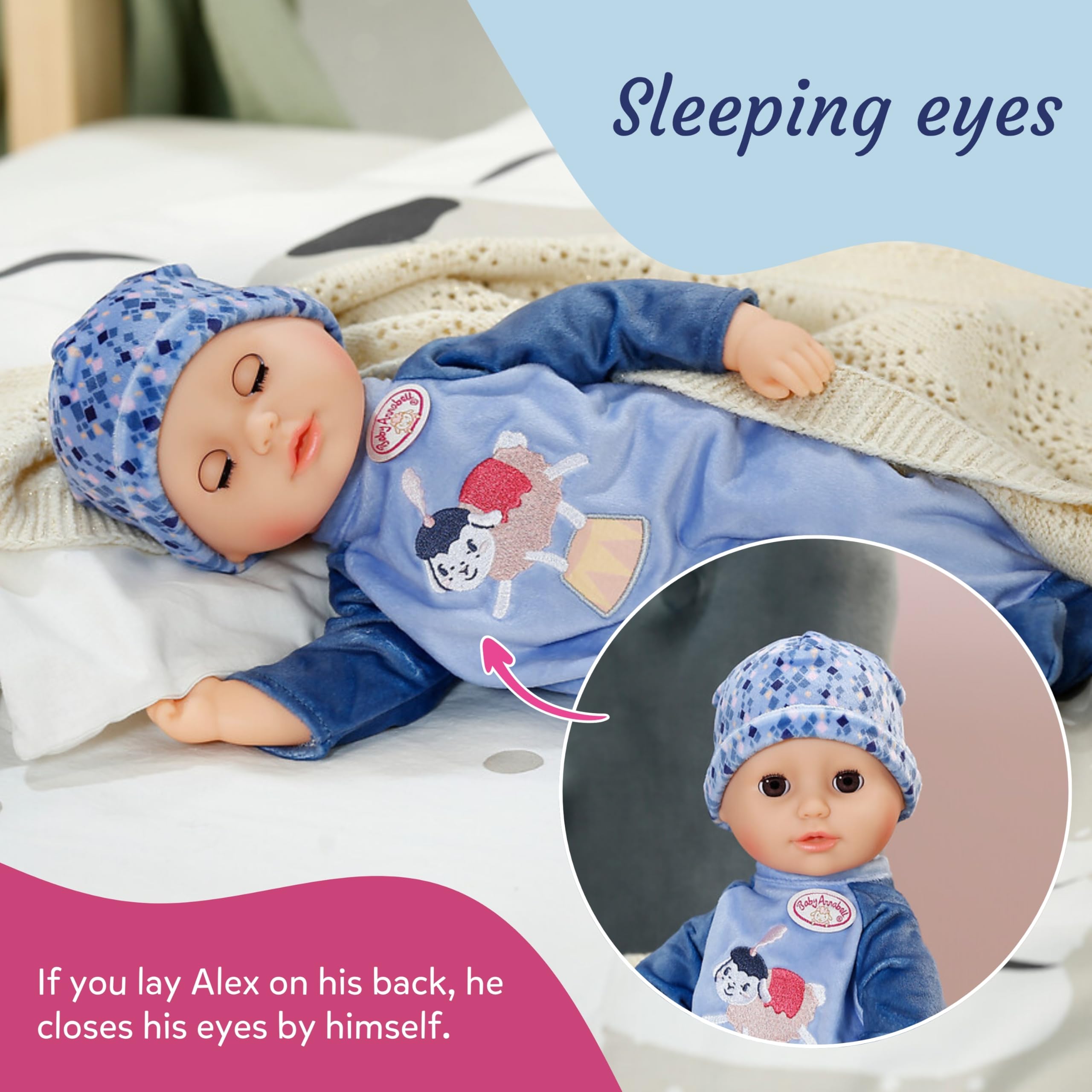 Baby Annabell Alex Soft 36cm Baby Doll with Sleeping Eyes - Ideal First Doll for Toddlers 1+ 12