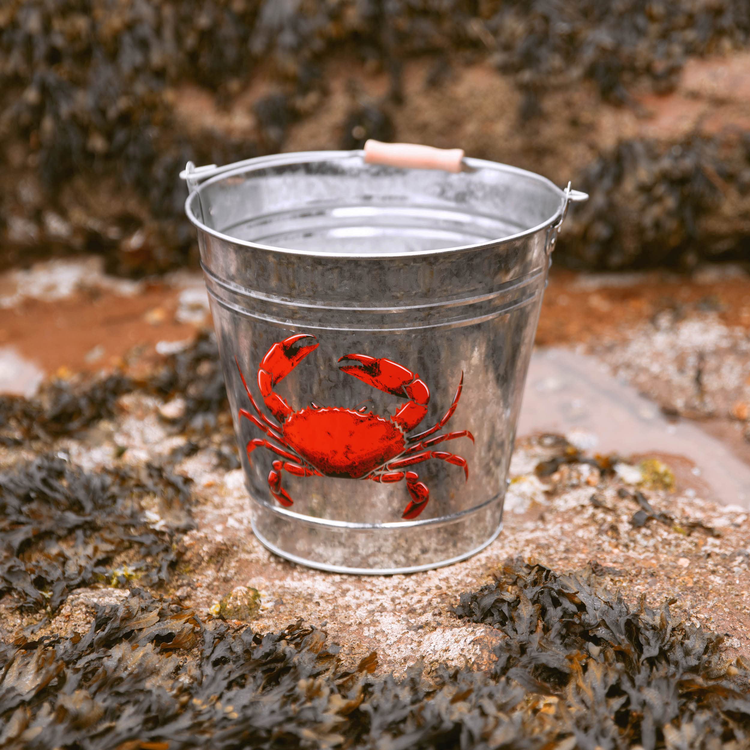 Yello Metal Crab Bucket - 6L Capacity | Galvanised Steel | Wooden Handle | BU1308 2