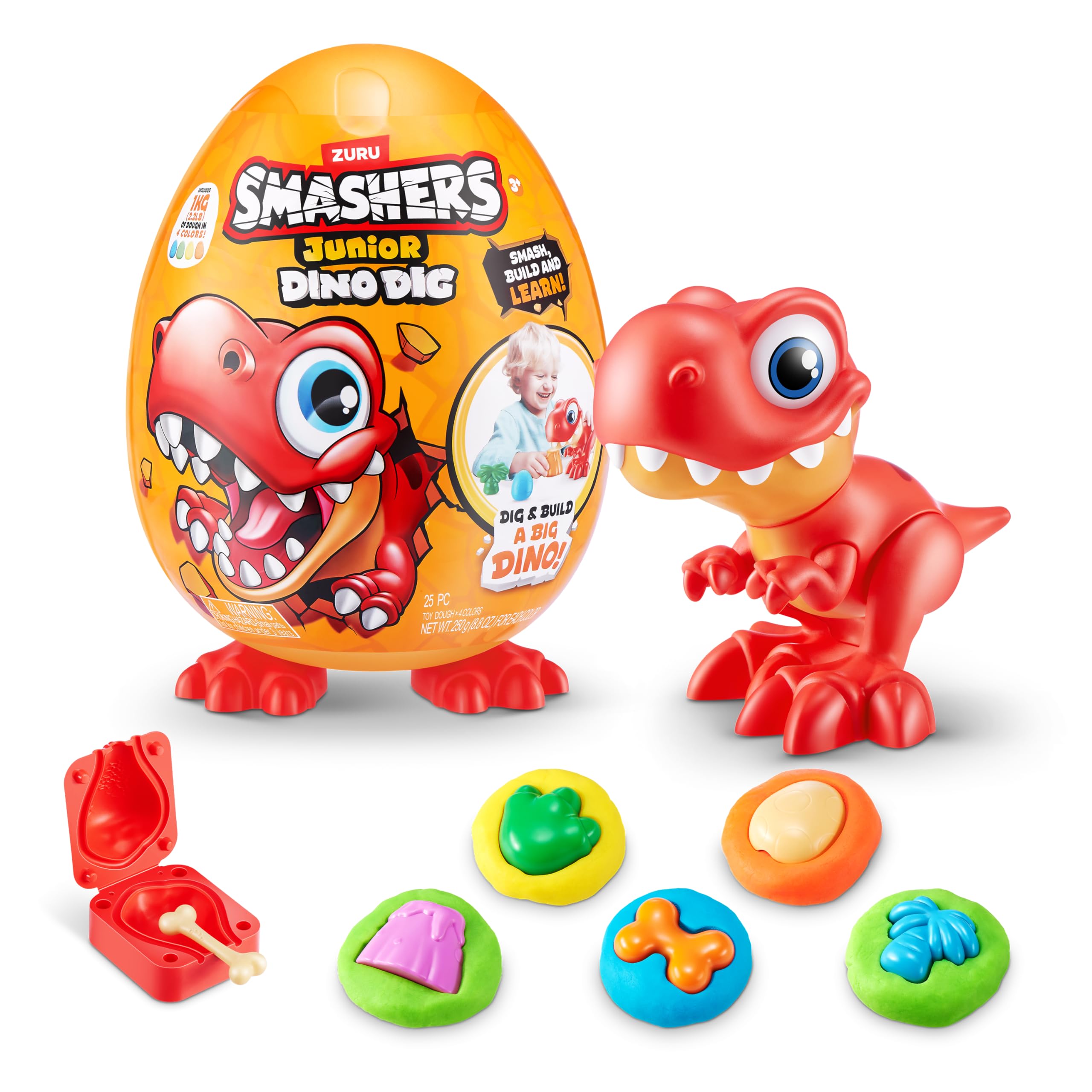 Smashers Junior Dino Dig Large Egg - T-Rex Buildable Dino Playset for Toddlers 18m+
