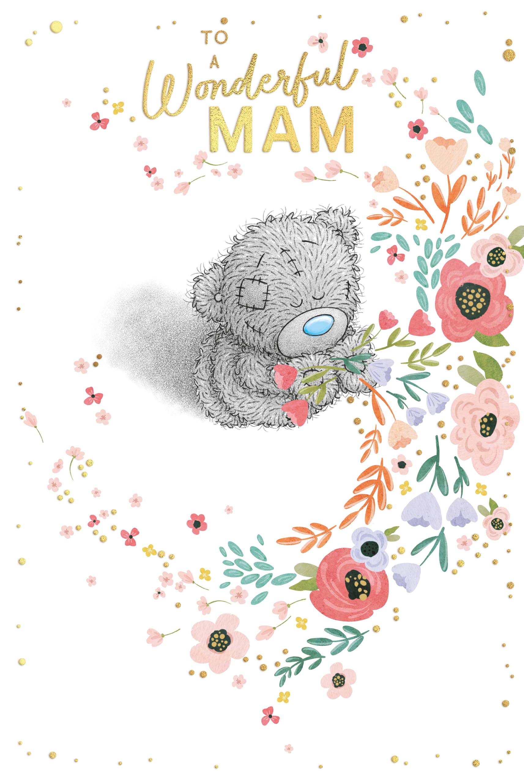 Me To You Tatty Teddy 'To A Wonderful Mam' Mother's Day Card | 6 x 9 Inches | Gold Foil Finish 1