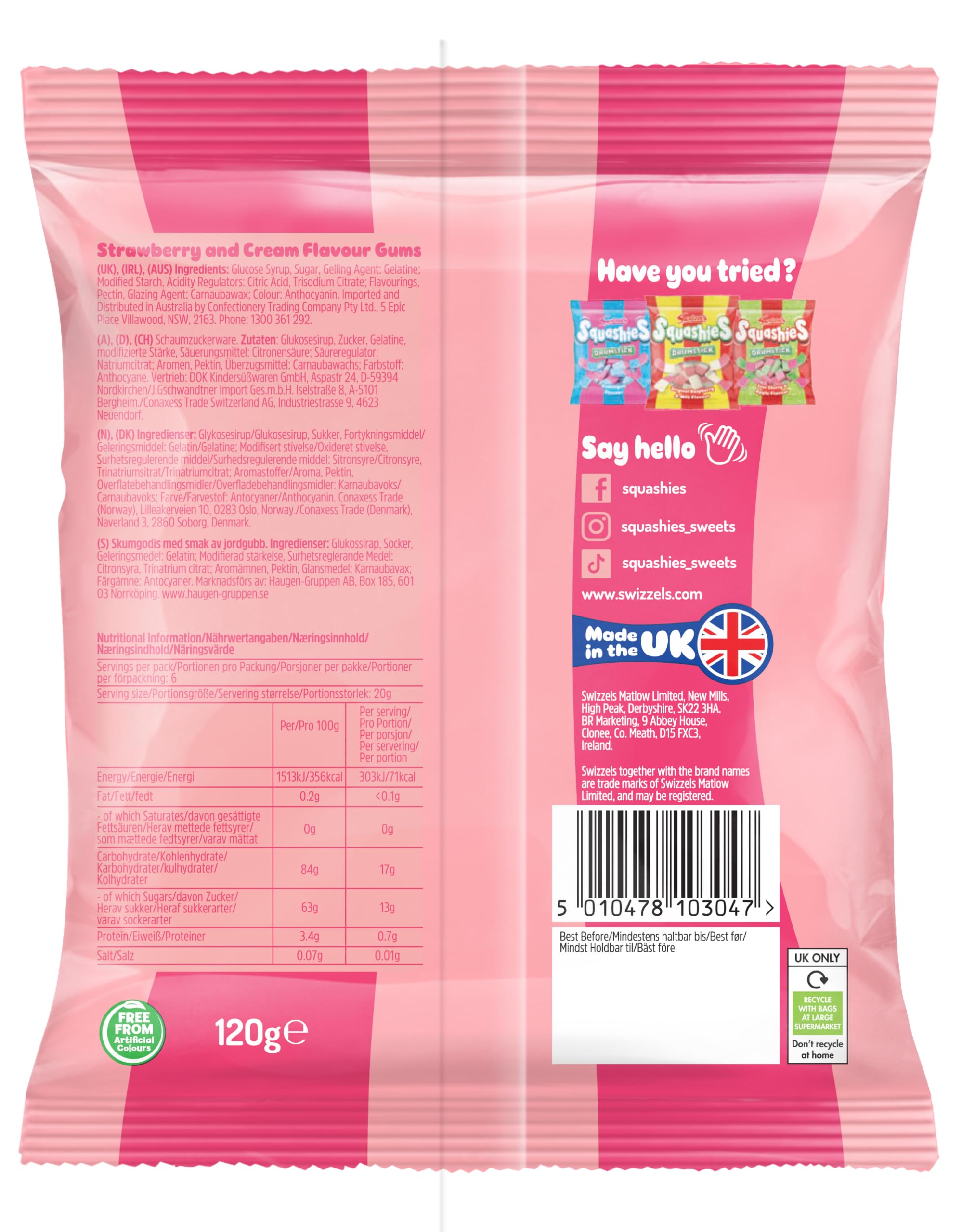 Swizzels Squashies Strawberry & Cream Flavour Sweets, 120g Bag 3