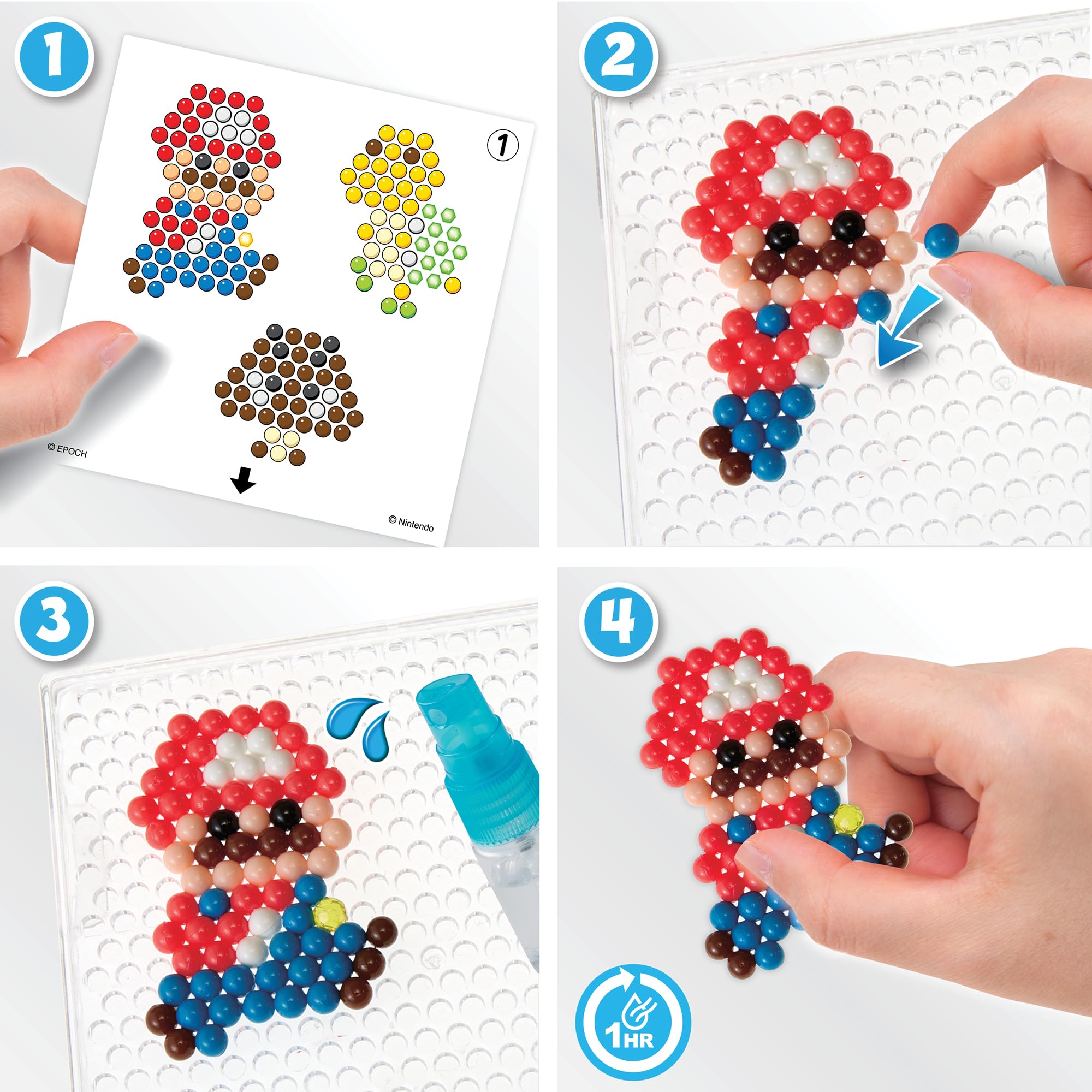 Aquabeads Super Mario Character Set Jewellery Making & Bead Kit | 690+ Beads, 22 Colors | Ages 4+ 5