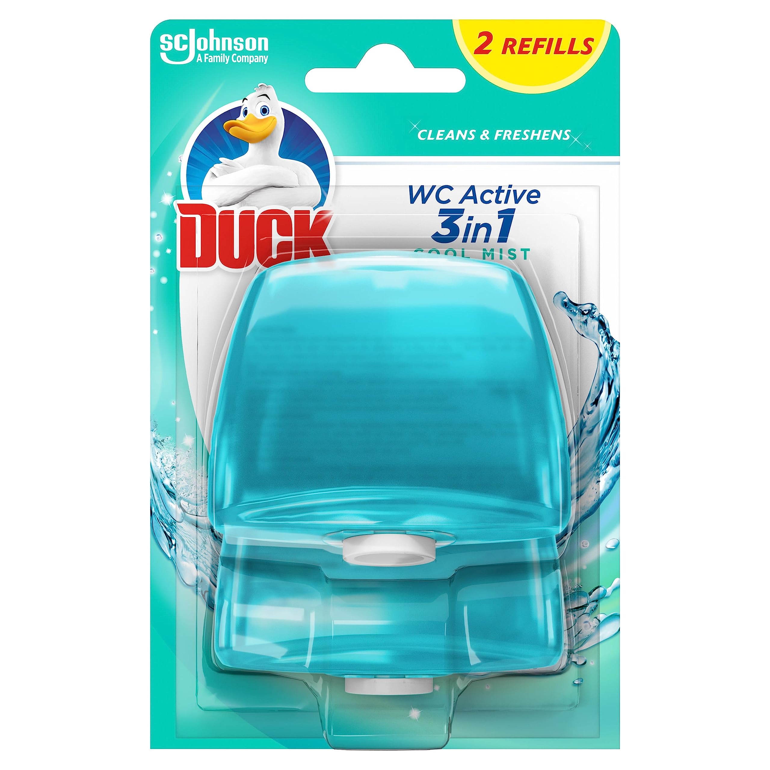 DUCK Liquid Toilet Rim Block Twin Refills - 3-in-1 Cleaner, Cool Mist Scent | Pack of 12 1