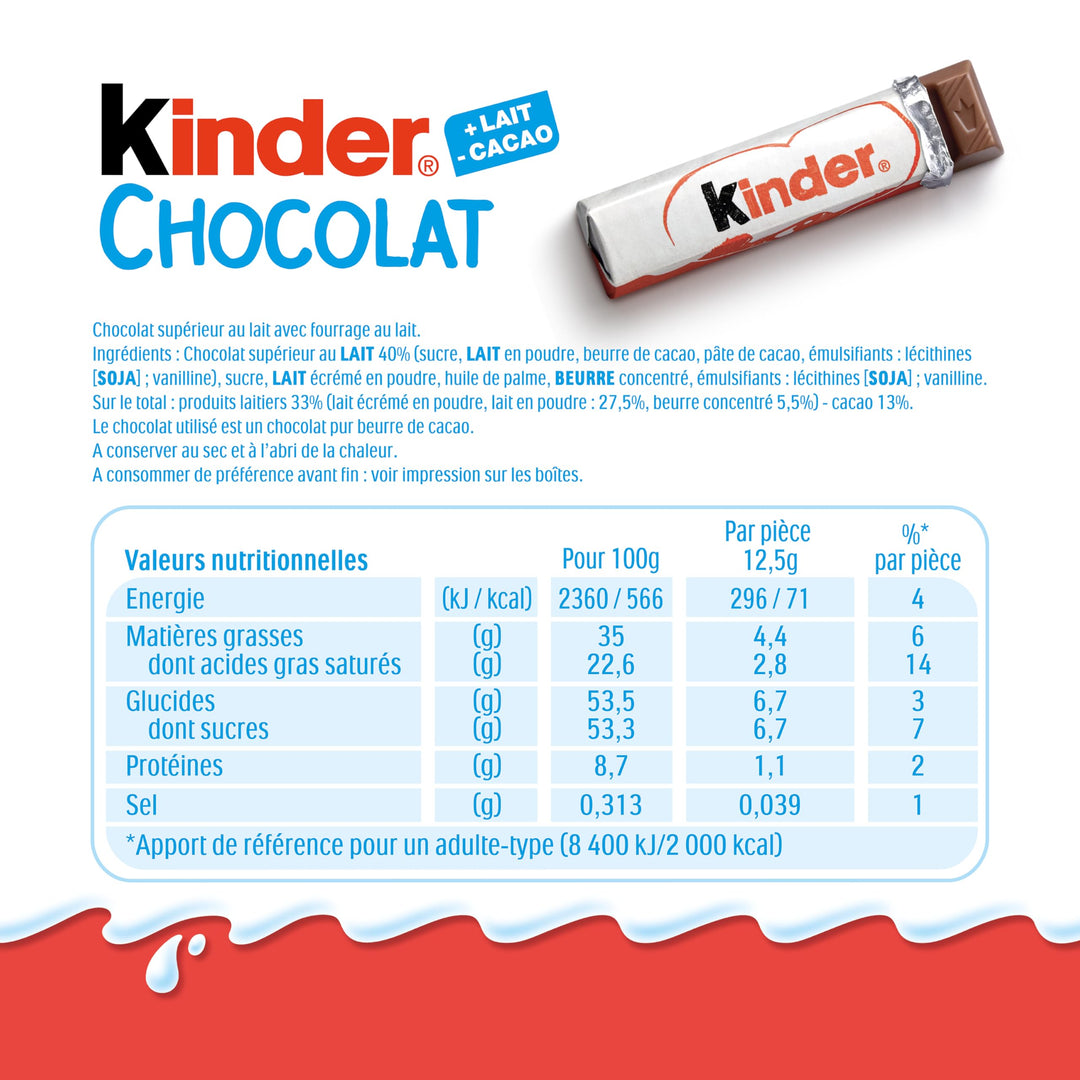Kinder Chocolate Small Bars, Bulk Gift Box, Fine Milk Chocolate with Milky Filling