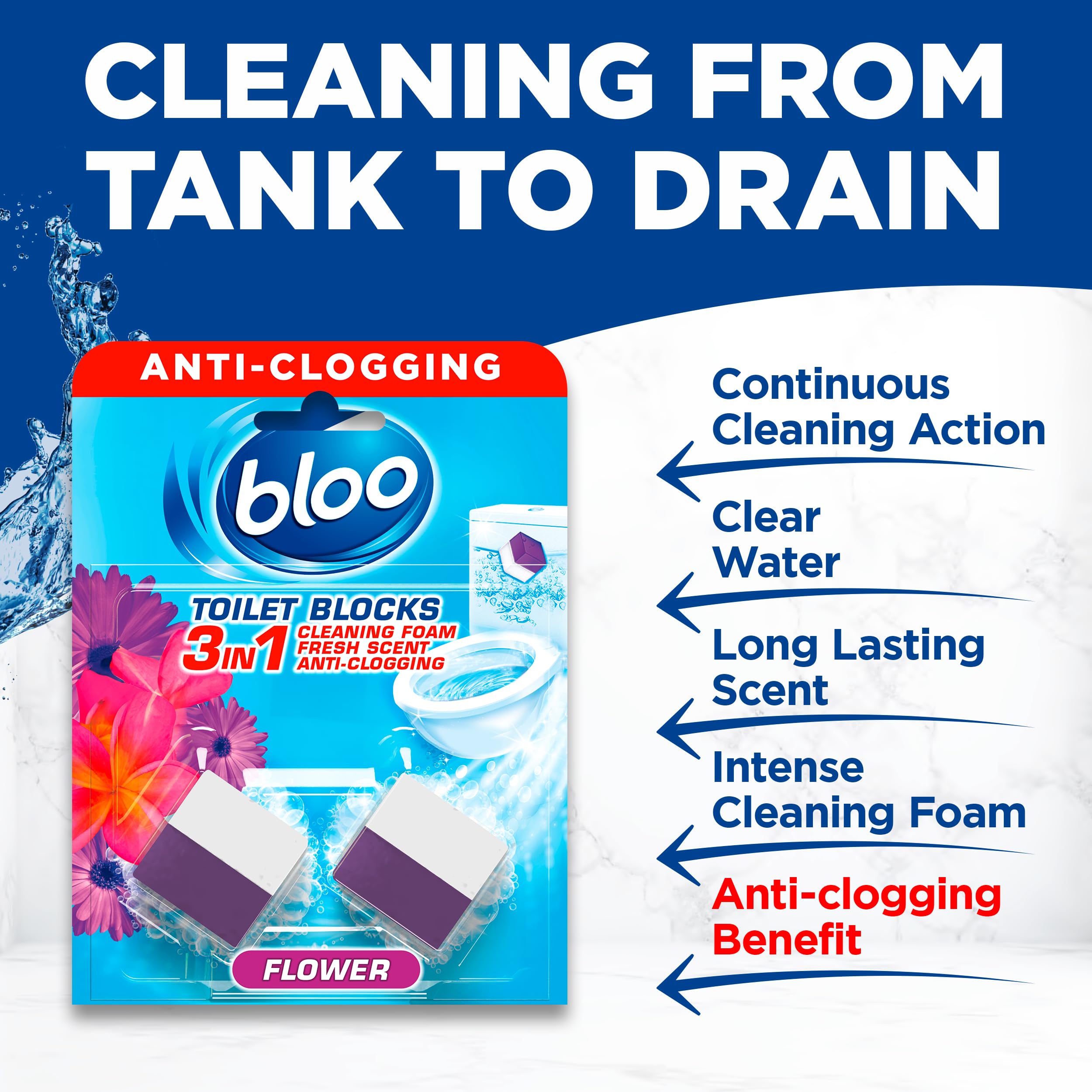 Bloo 3in1 Toilet Blocks - Limescale Remover & Cleaner | 2 Count Pack 2