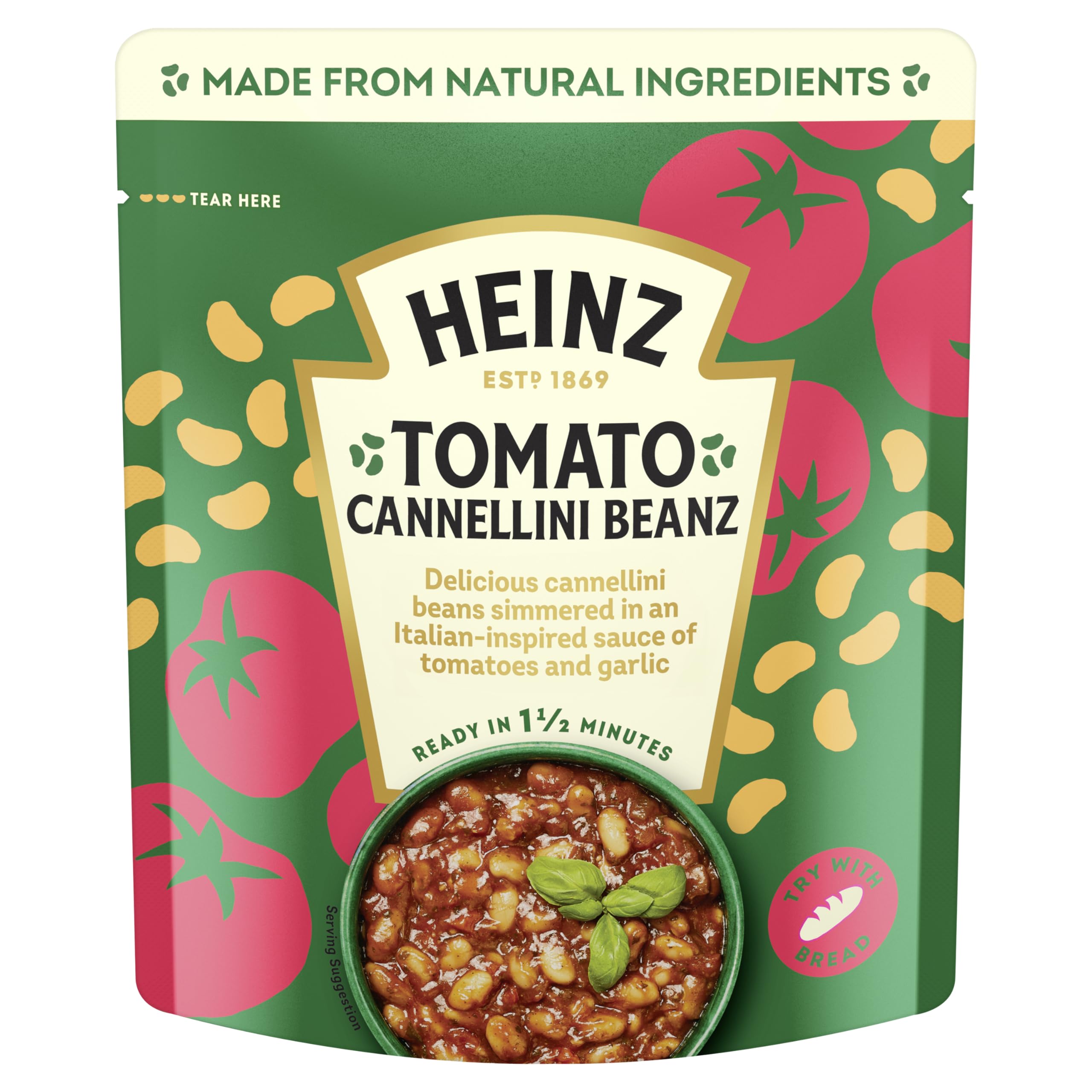 HEINZ Tomato Cannellini Beans with Onion and Garlic - Ready in 1.5 Mins | Source of Protein 1